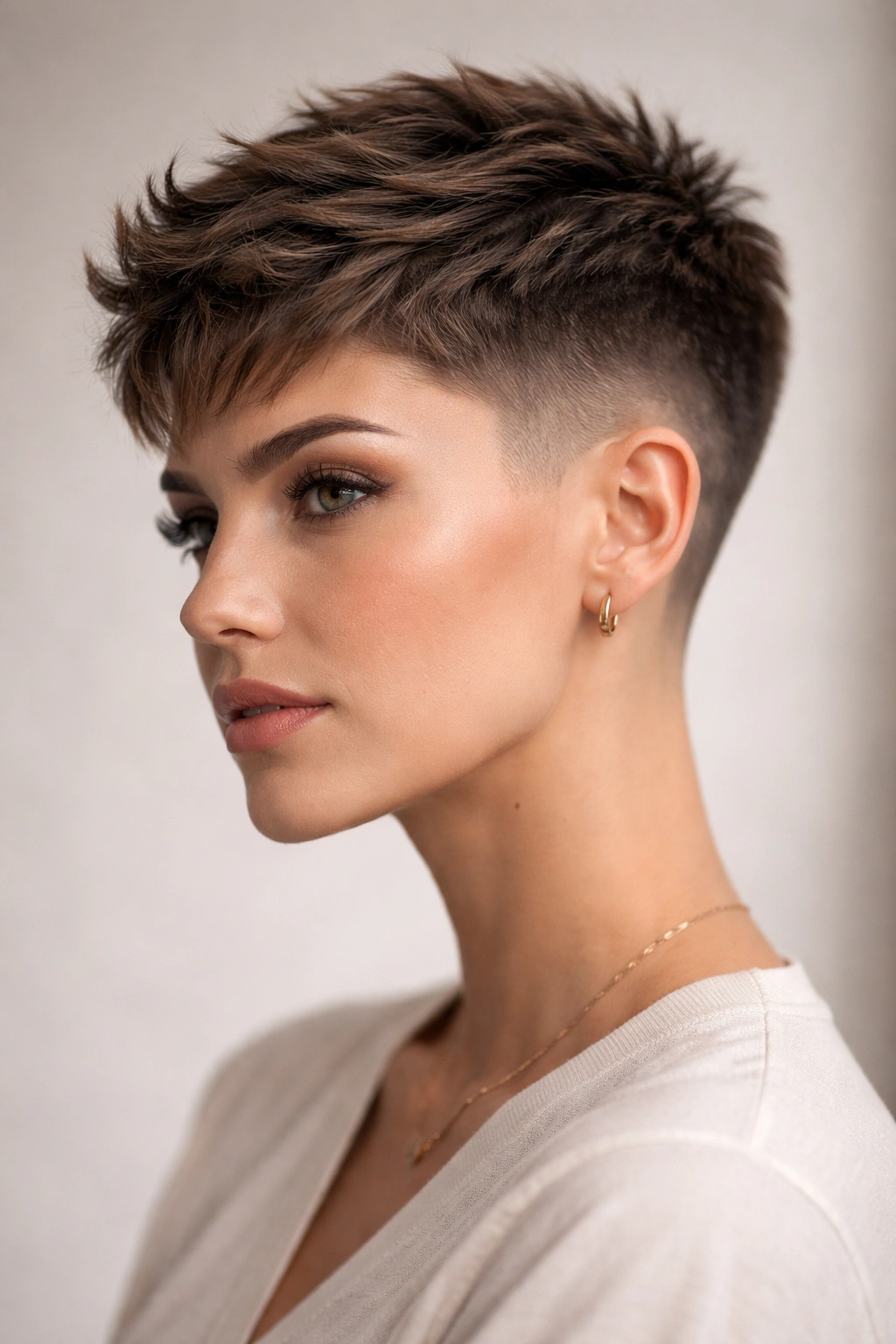 30 Short Haircuts That Flatter Almost Every Woman 21 Close-up of a textured taper fade with a textured top and faded sides