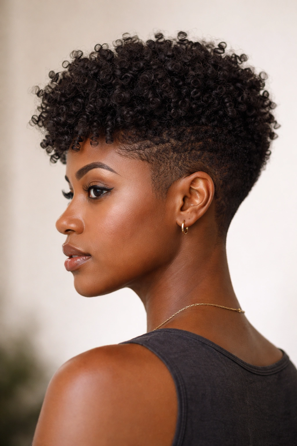 18 Haircuts For Natural Hair Sorted By Curl Type 10 Side-profile view of a tapered hairstyle with tight Type 4A coils