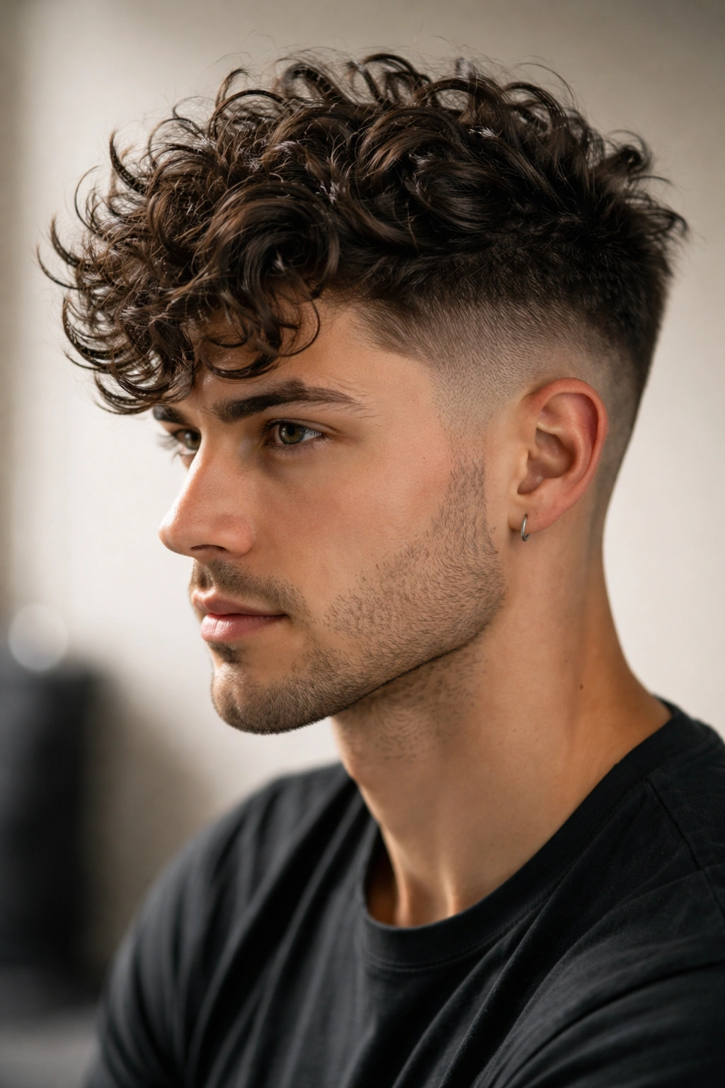20 Short Curly Haircuts That Look Incredible 9 Model with a textured undercut and a longer curly top.
