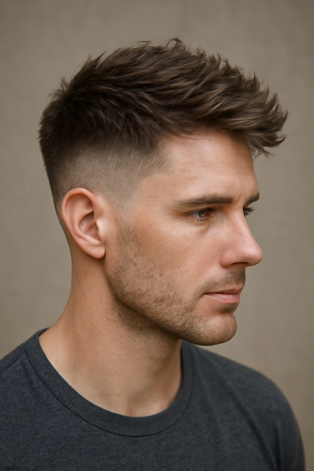 12 Short Haircuts That Work on Baby Fine Hair 11 Portrait of a person with a textured undercut showing short sides and a textured top.