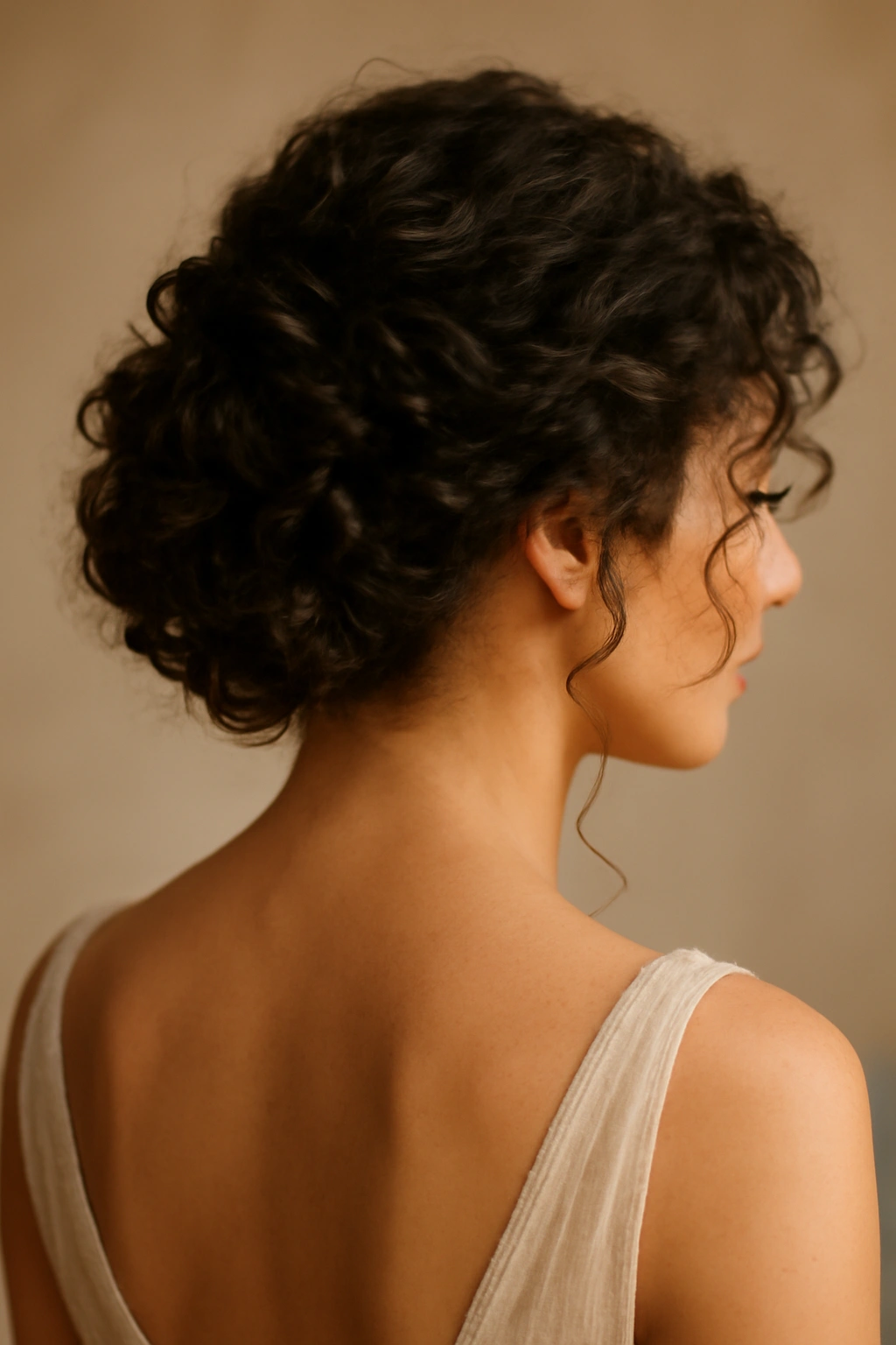 10 Short Bridal Hairstyles That Photograph Beautifully 4 Bridal textured updo showcasing natural curls and soft silhouette