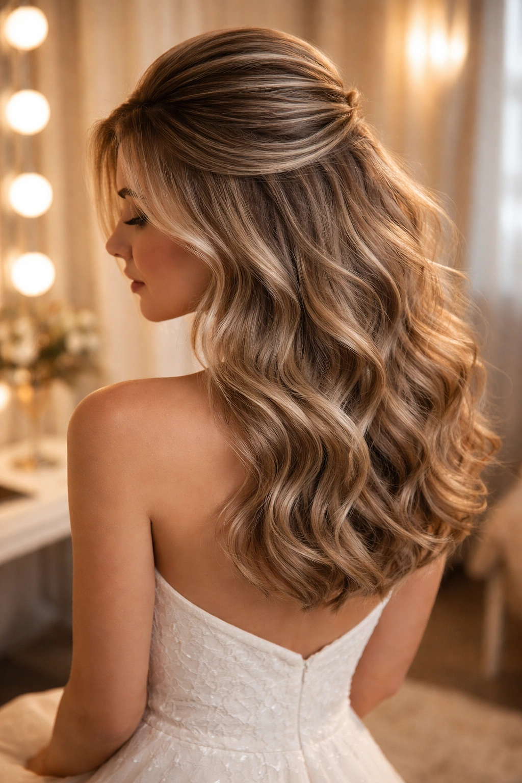 Textured waves with crown volume for glamorous homecoming look