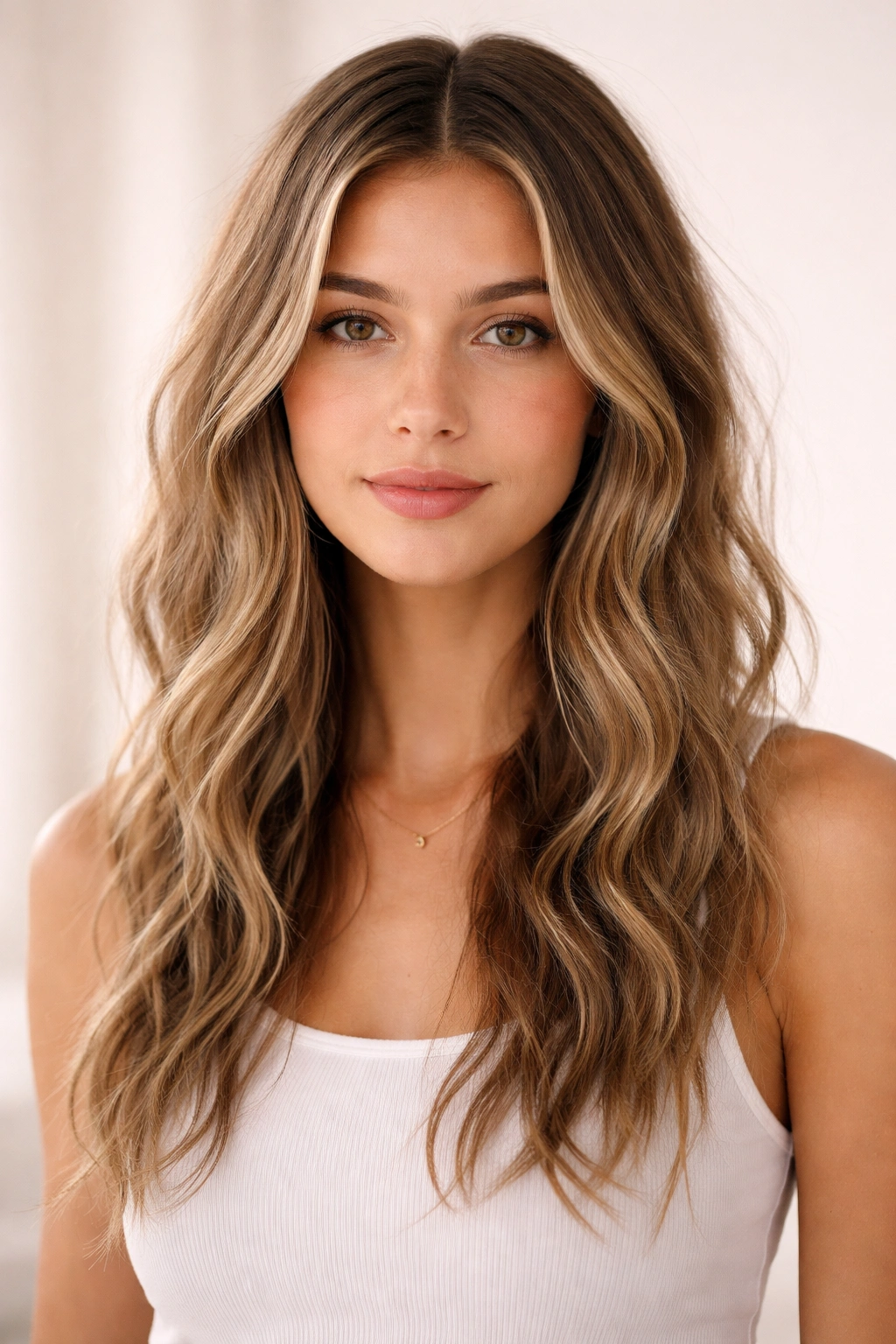 Center-part textured waves cascading evenly on both sides