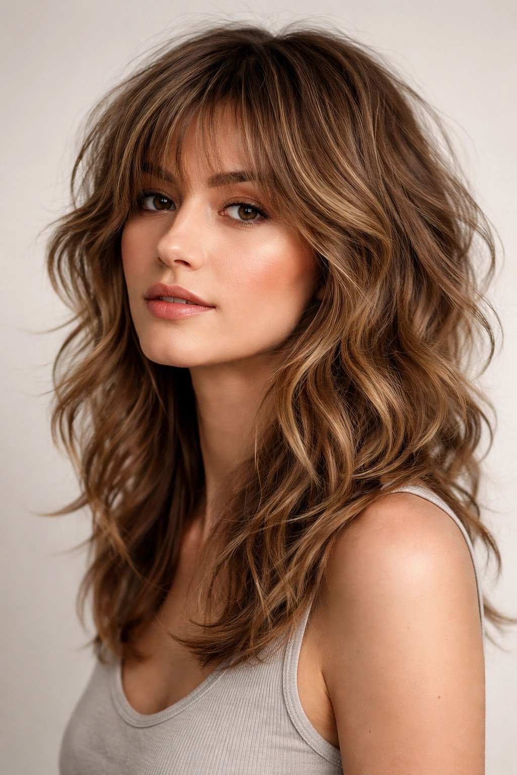 Wavy textured shag showing natural waves with layered texture