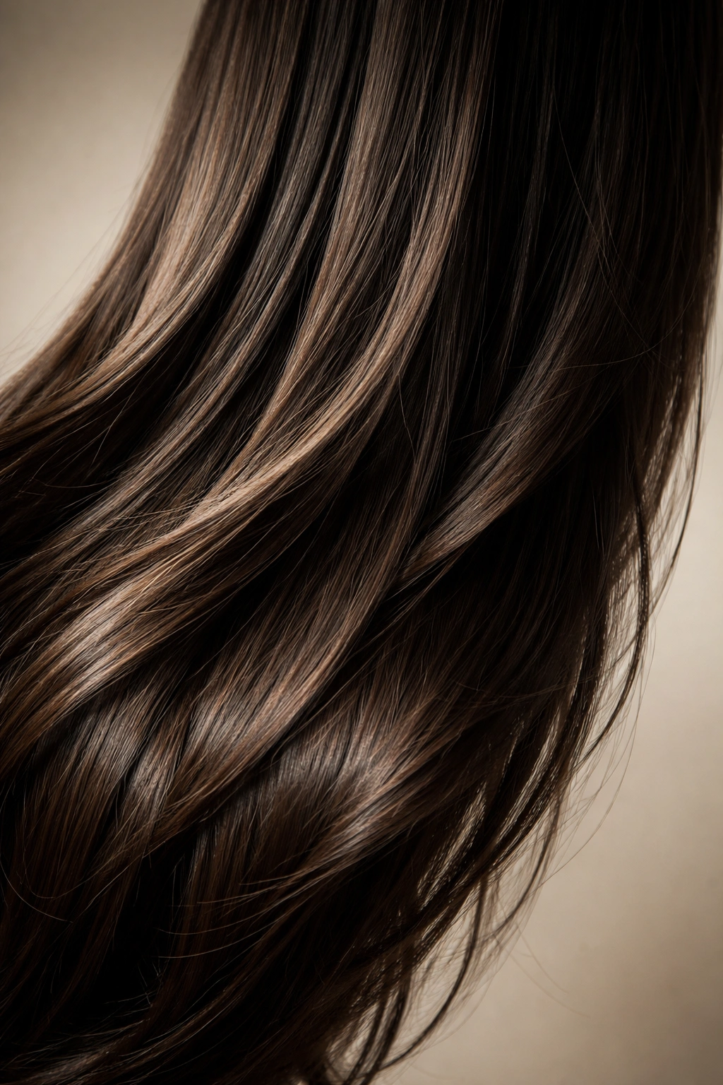 Close-up of thick straight hair showing density and weight