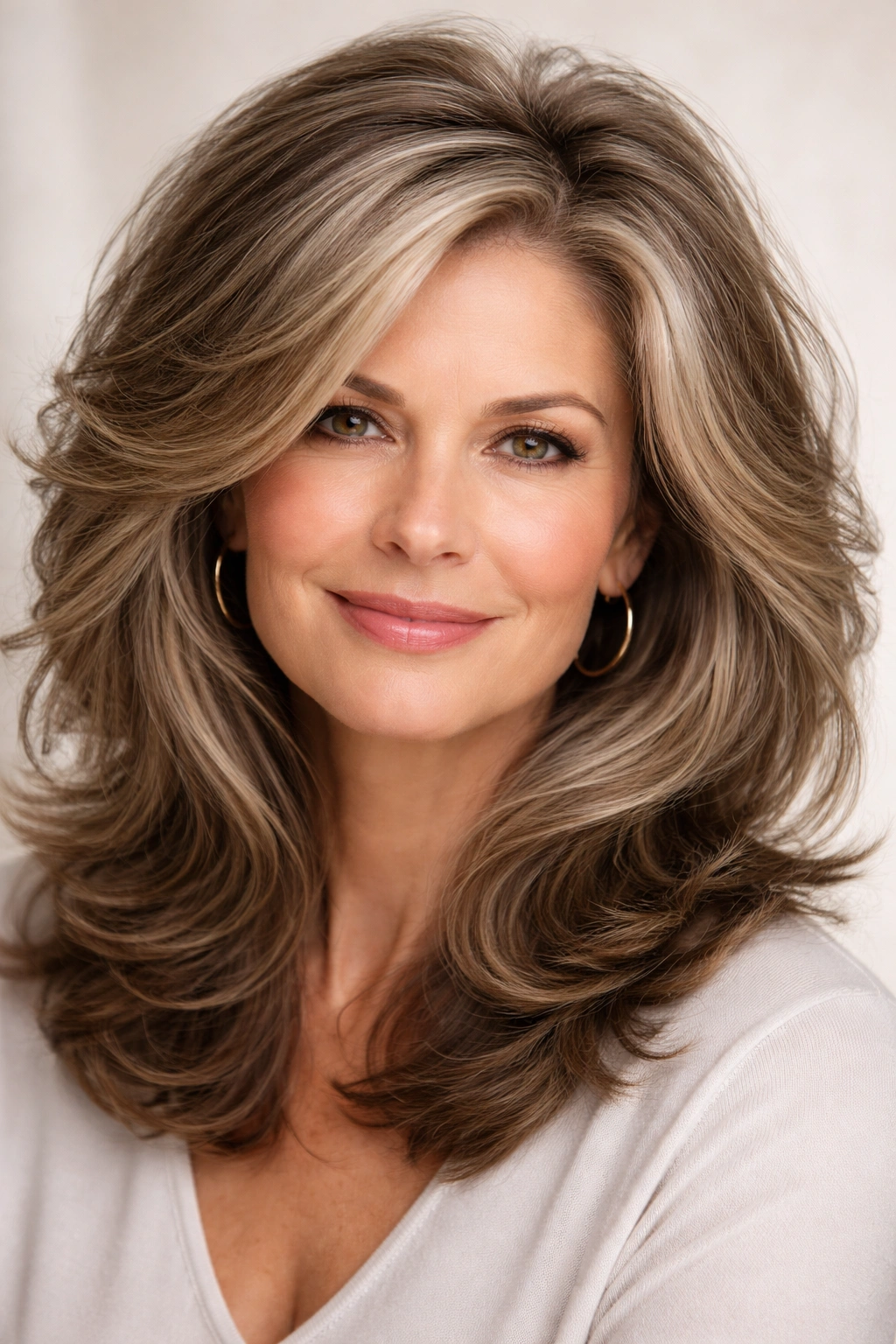 Close-up of dense, textured thick hair on a mature woman's head