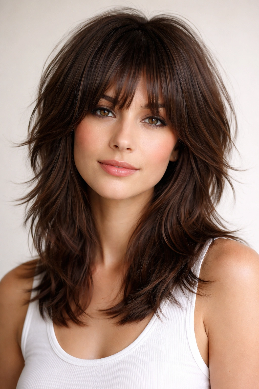 12 Shoulder Length Shag Cuts For Any Hair Type 10 Thick hair shag with strategically shortened layers showing volume