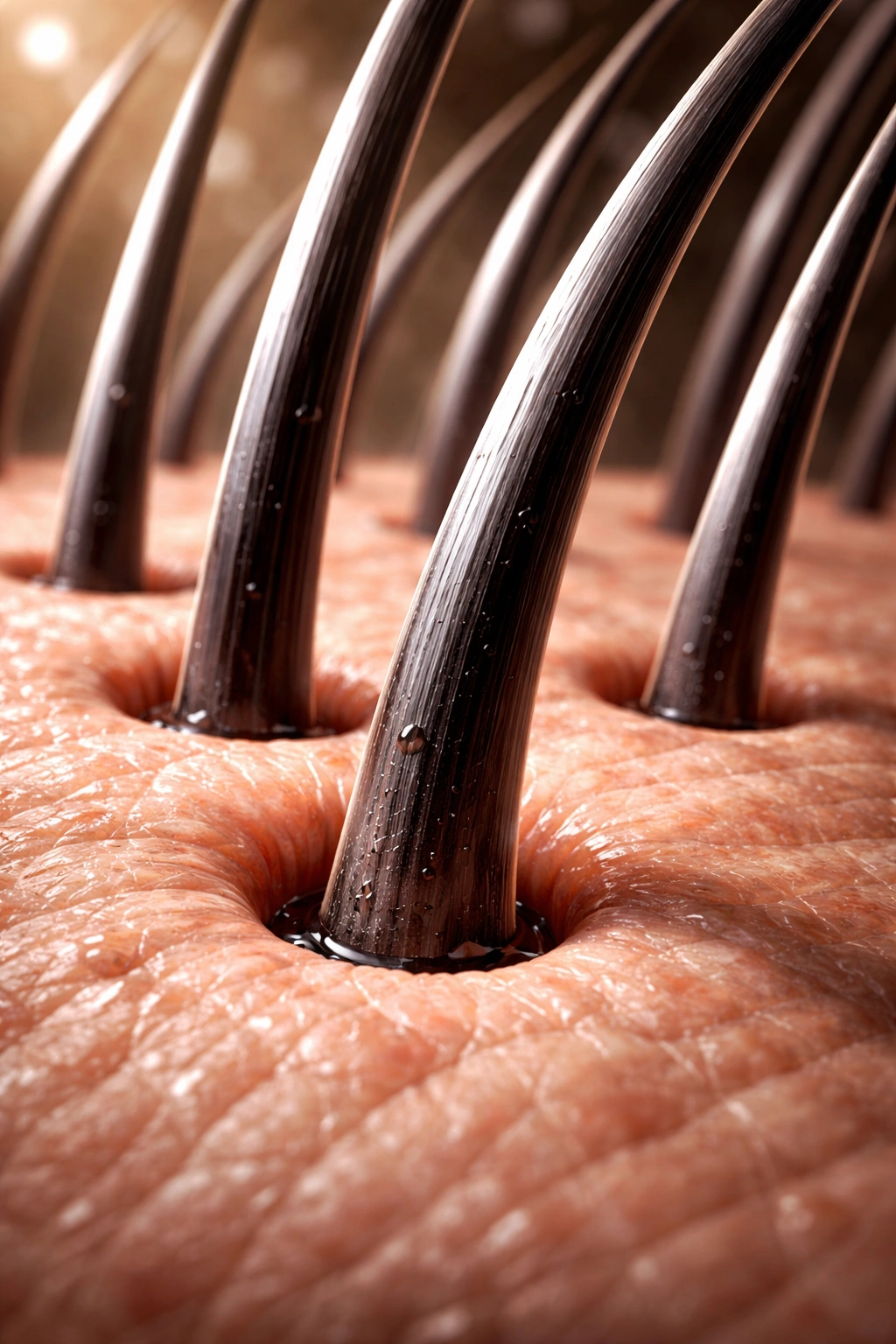 Close-up of thick hair strands to illustrate thickness