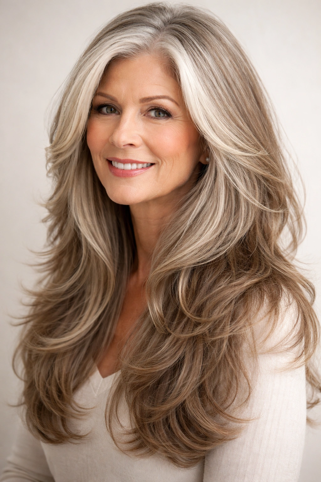Thick long hair with layered cut showing mid-length and end layers