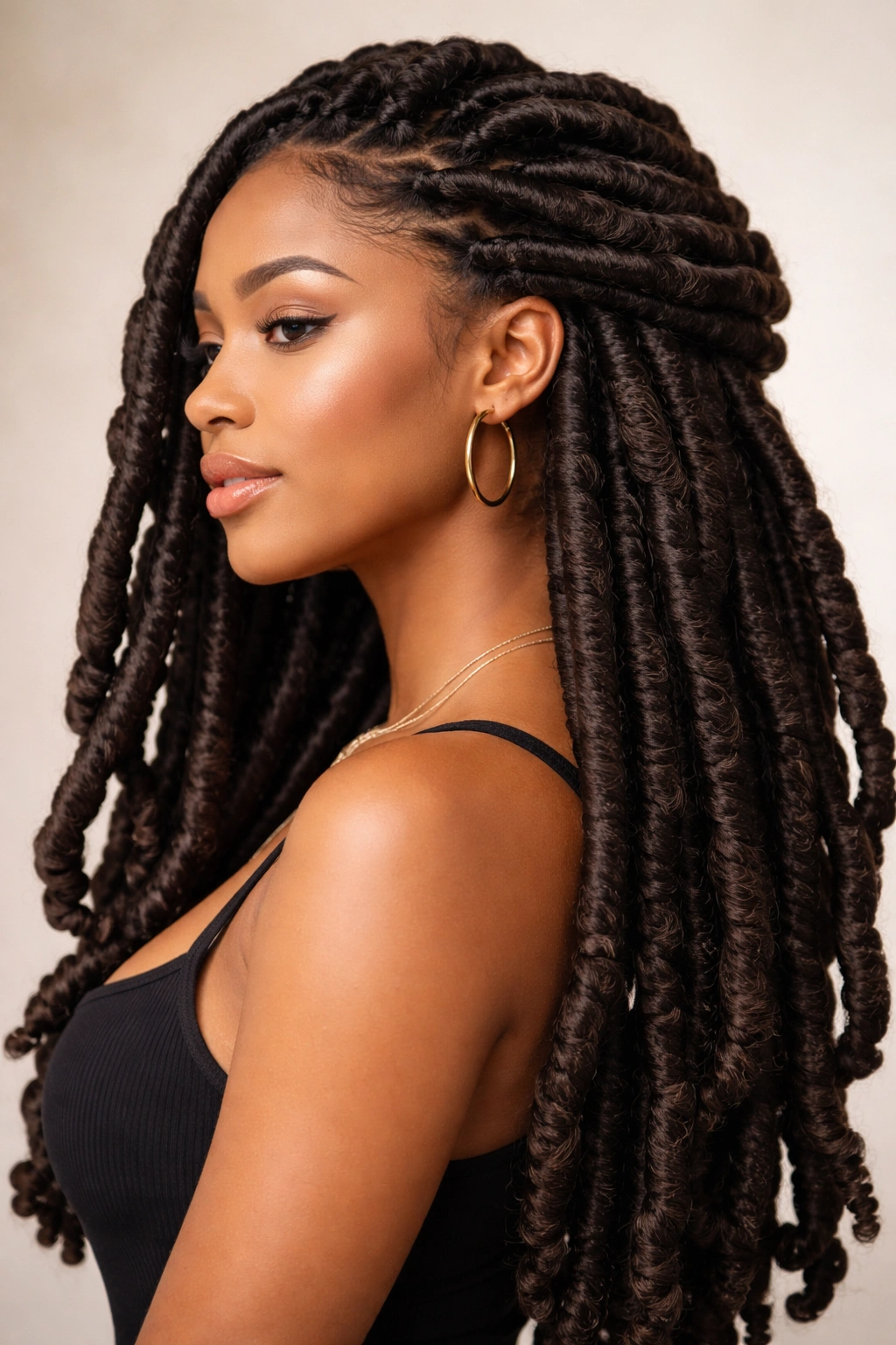 12 Faux Loc Styles And How Long Each One Lasts 6 Profile view of thick, bold faux locs