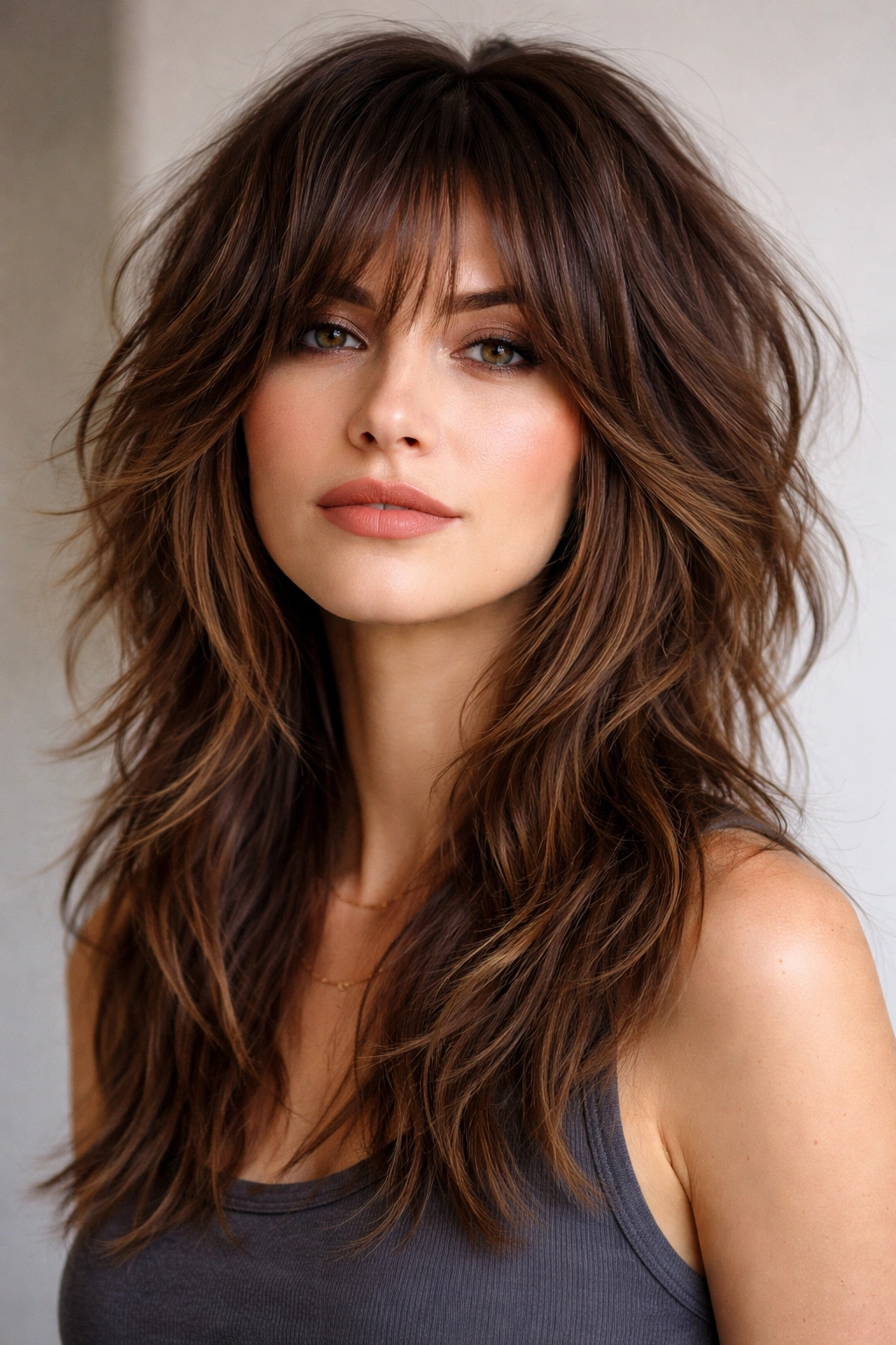 18 Textured Shag Layered Cuts With Great Movement 12 Close-up portrait of thick textured shag with aggressive layering and visible movement