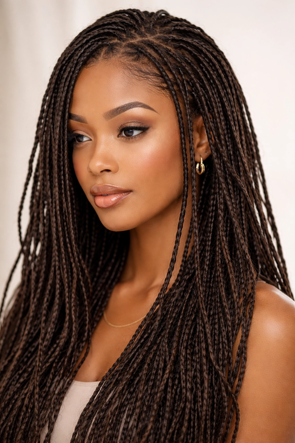 12 Faux Loc Styles And How Long Each One Lasts 5 Close-up of thin delicate faux locs with many slender strands