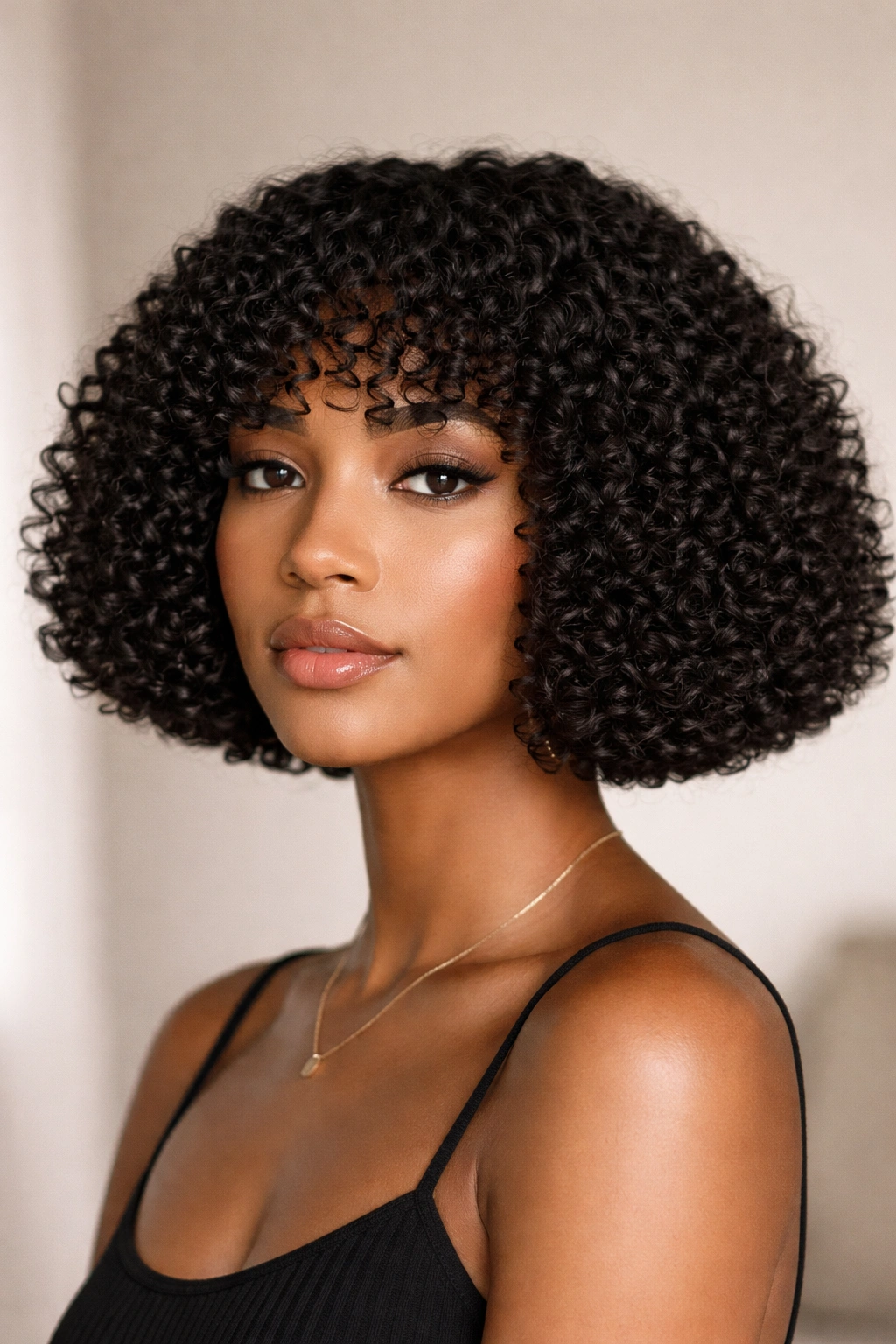 20 Curly Bob Styles For Natural And Permed Curls 3 Tight curl blunt bob with a straight across cut