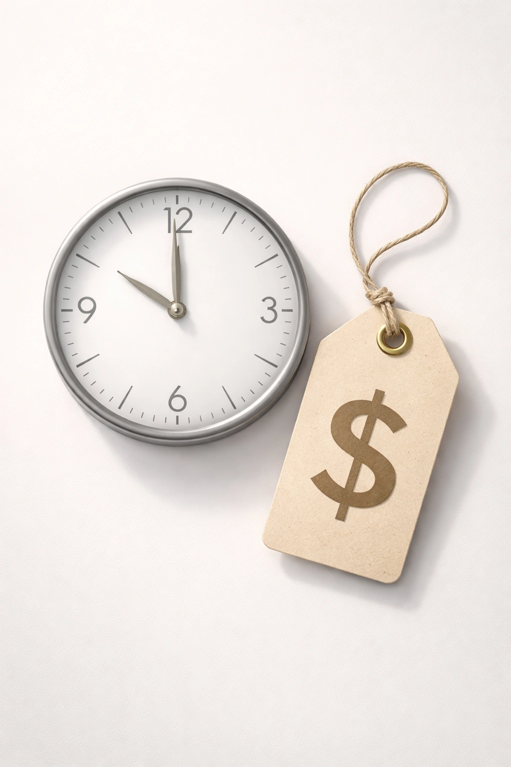 Clock and price-tag silhouettes depicting time and cost considerations