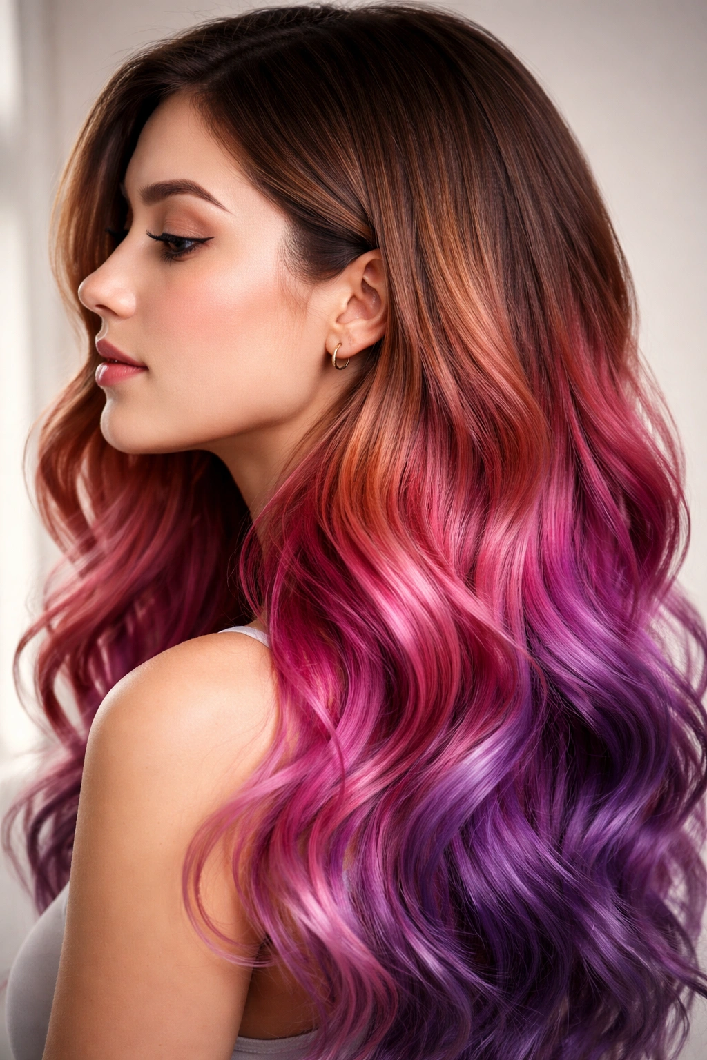 Close-up of hair with natural roots fading to tinted ends, illustrating a home tinting journey