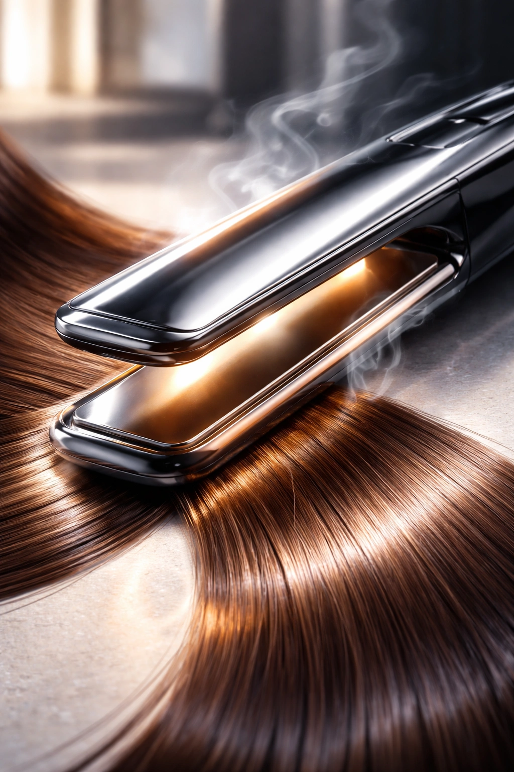 Titanium straightener with reflective finish and smooth glide