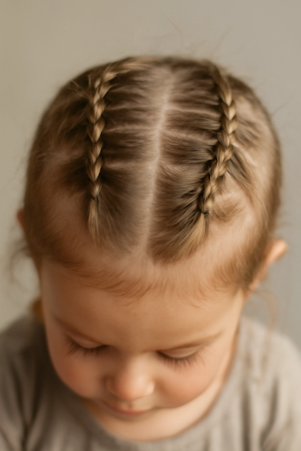 18 Braided Toddler Hairstyles That Won't Come Undone 19 Close-up of toddler hair with bubble braids and anchor braids for a durable hairstyle