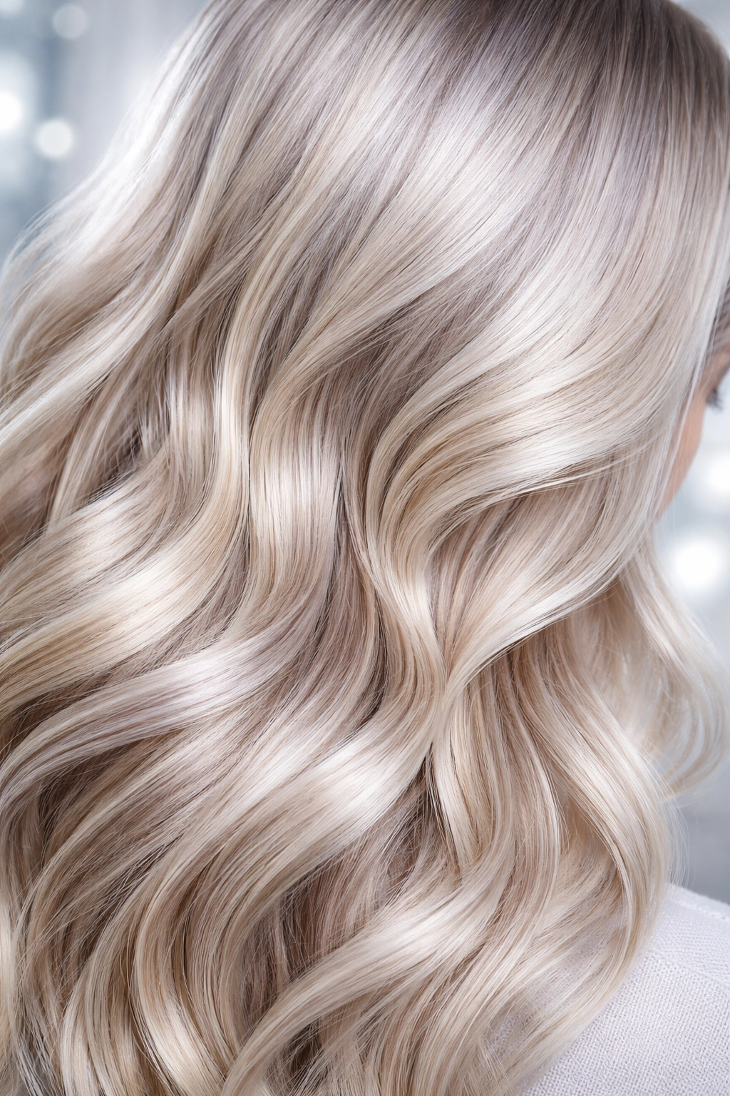 Freshly lightened hair with violet/ash toning to neutralize yellow