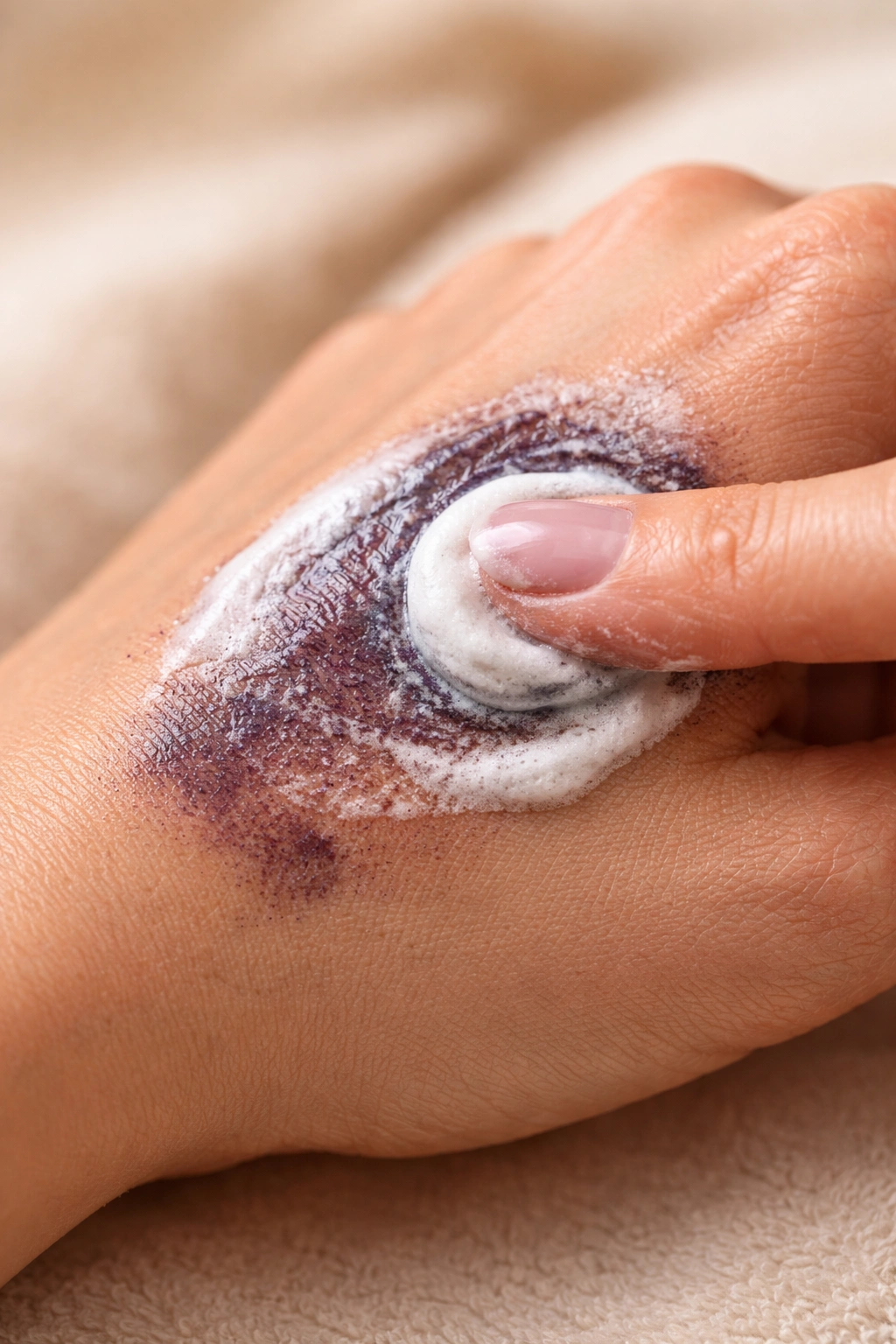 Toothpaste on hair dye stain on skin