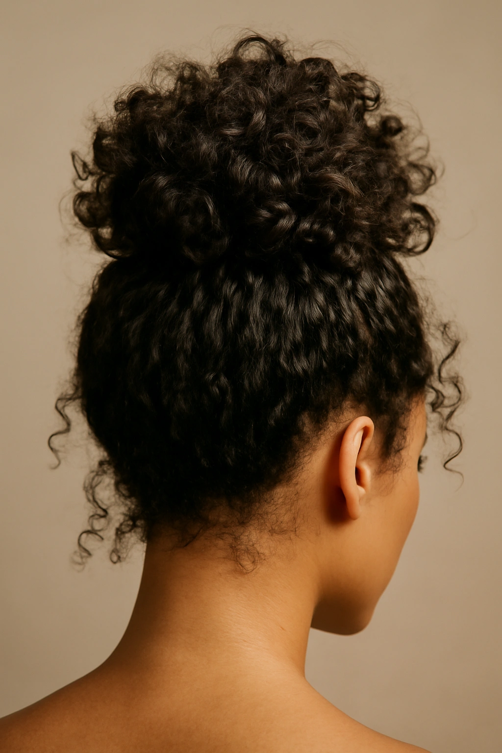 10 Pretty Natural Hair Updos for Special Occasions 10 Voluminous curls gathered into a loose topknot at the crown