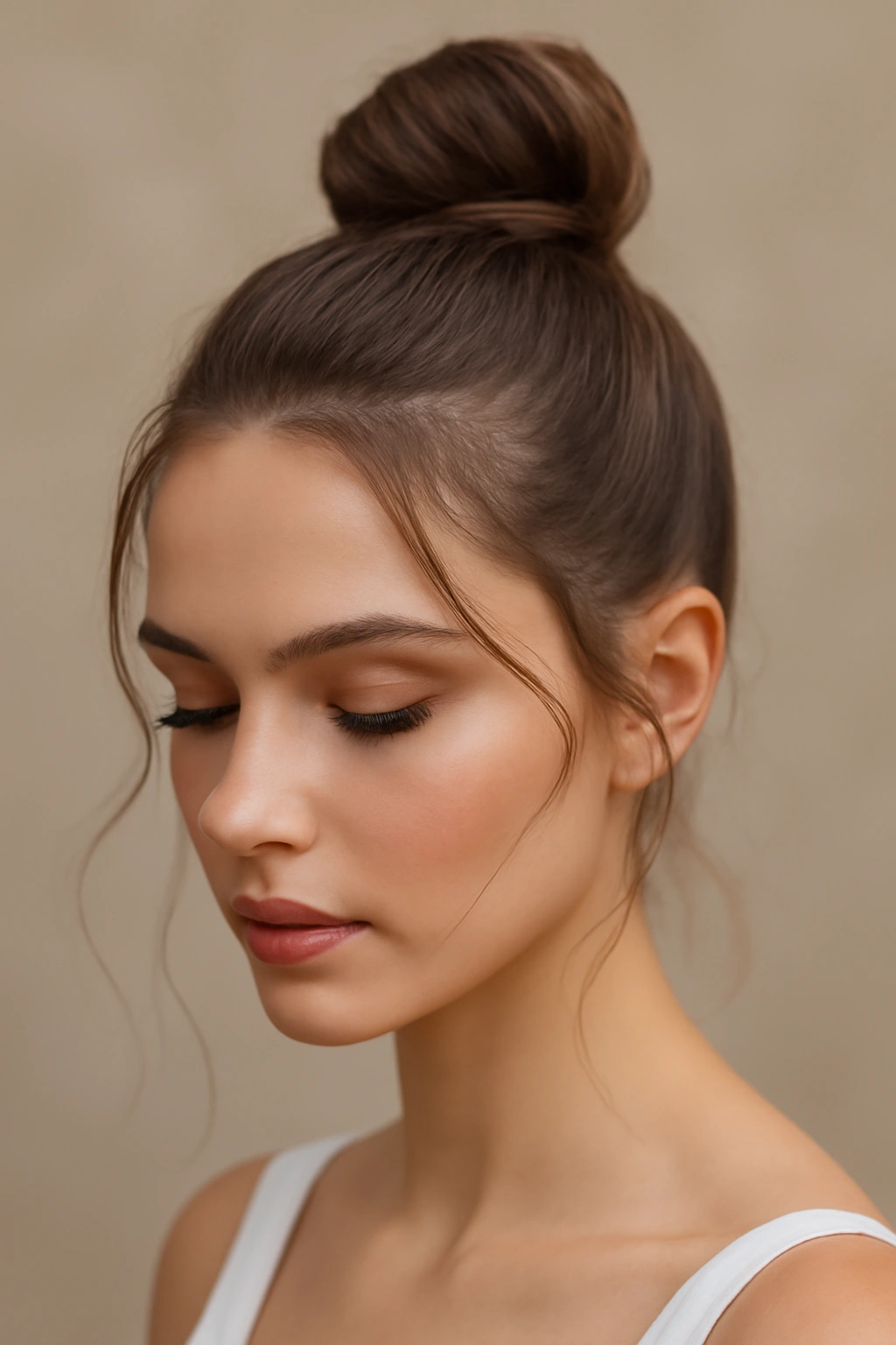 10 Pretty Bridesmaid Hairstyles for Short Hair 9 Sleek high topknot with wisps around the face