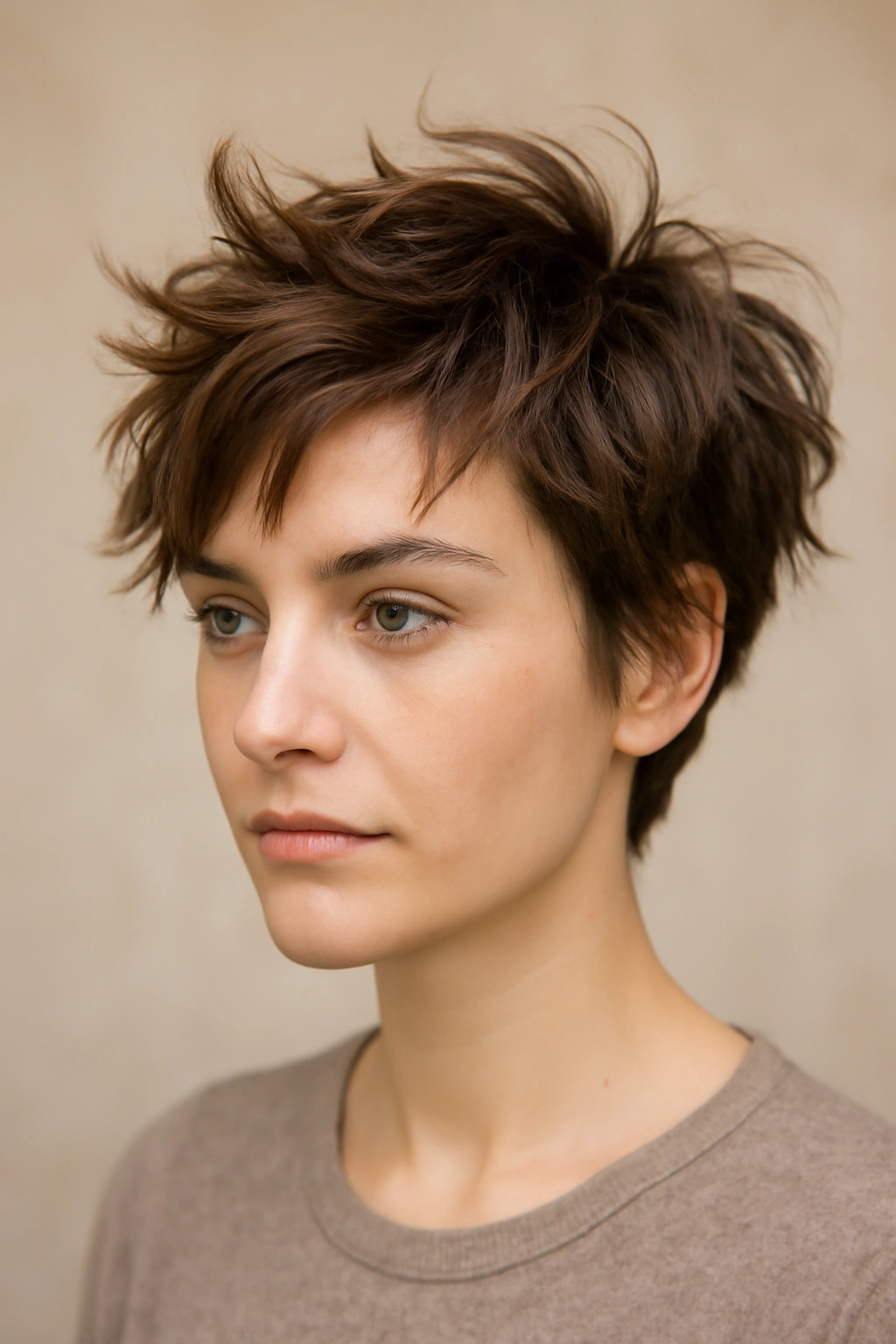 10 Date Night Hairstyles That Suit Short Hair 6 Close-up of tousled bedhead texture with piece-work detailing on short hair.