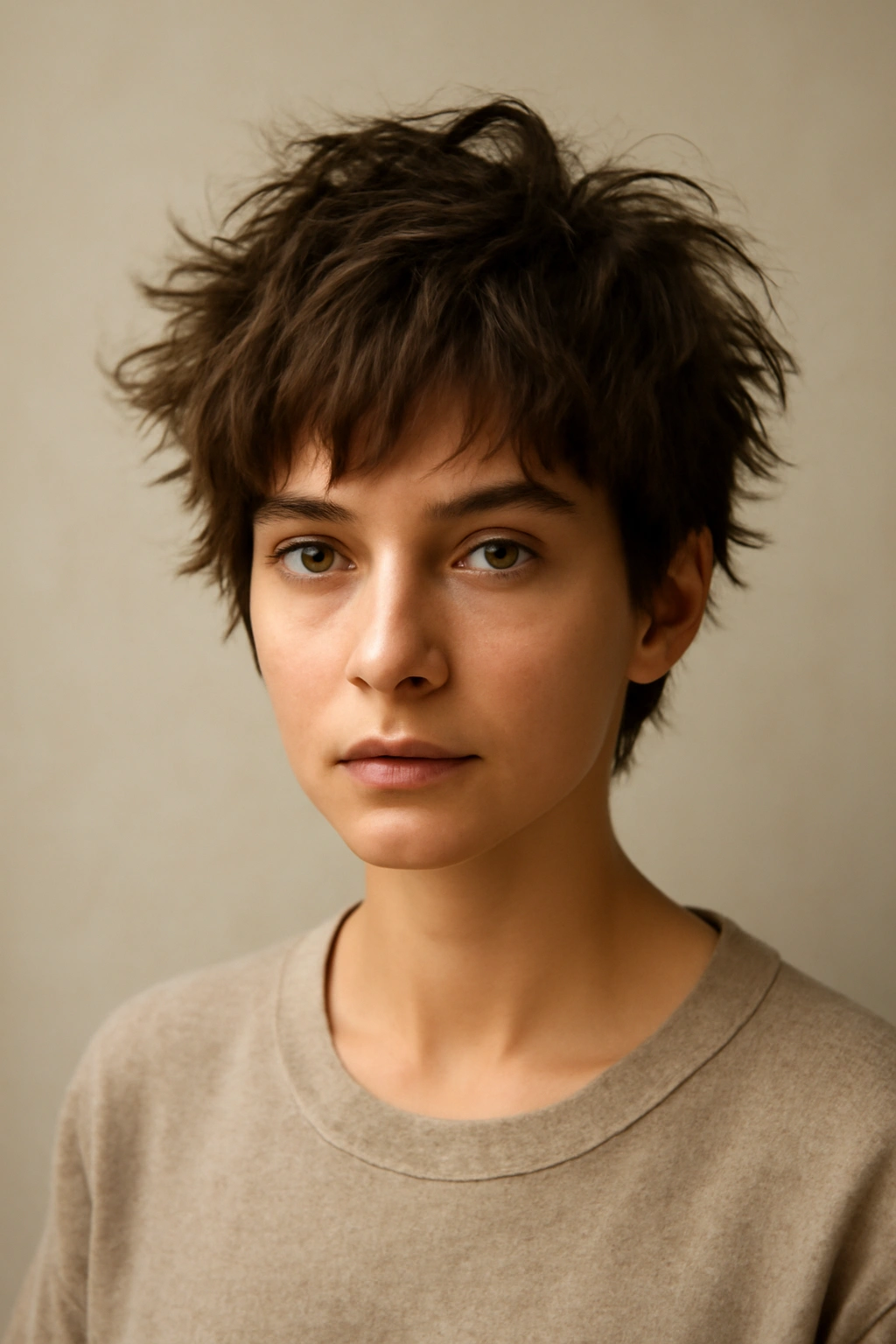 20 Short Shag Haircuts for Easy, Effortless Mornings 4 Model with tousled crop shag showing short back and longer top layers for texture