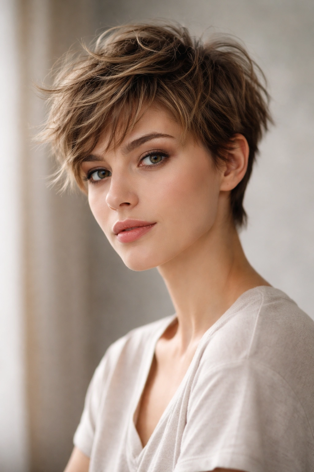 15 Pixie Cuts That Suit Every Face Shape 6 Model with tousled pixie showing textured layers and undone style on an oval face
