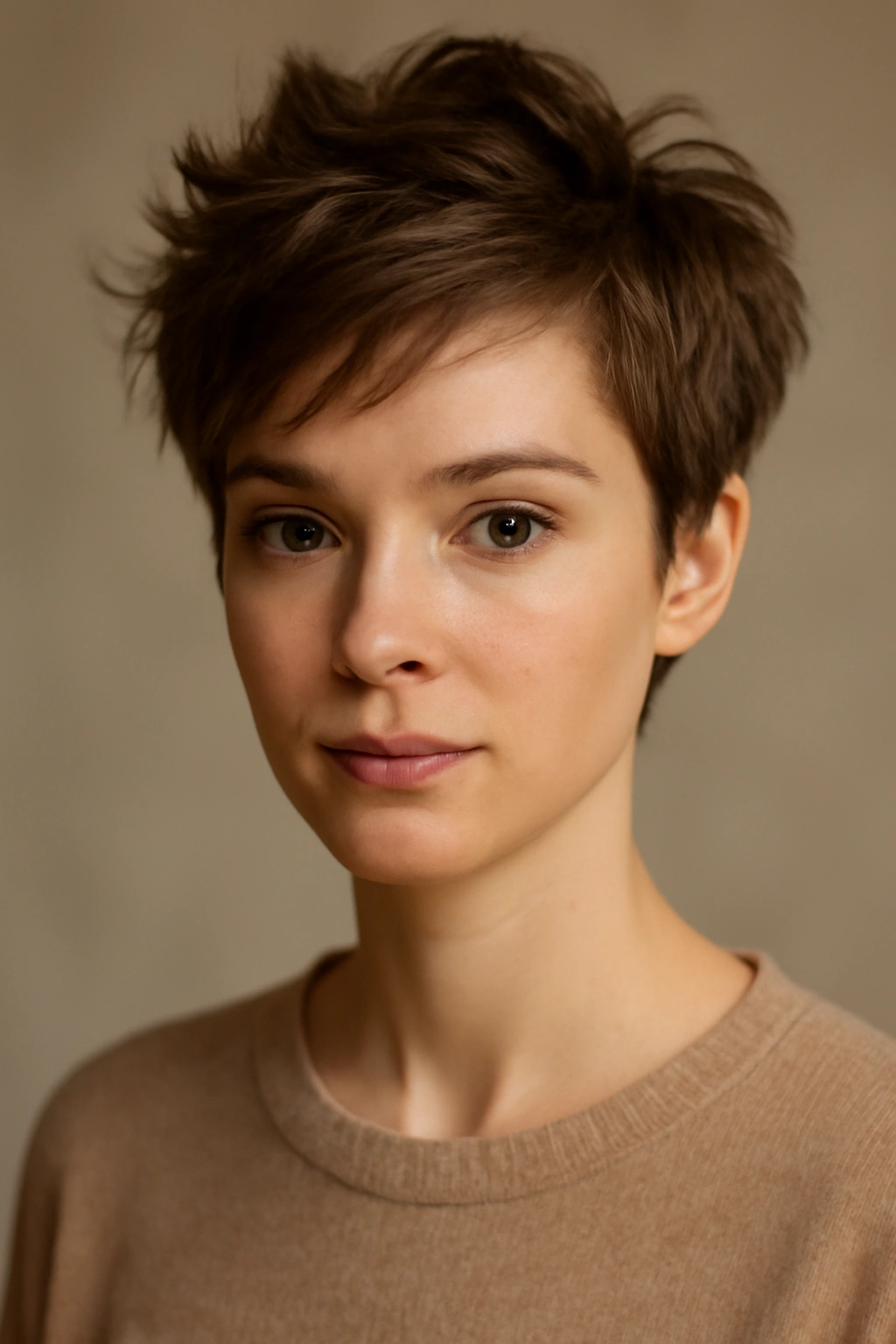 12 Short Haircuts Shaped For A Diamond Face 8 The Tousled Pixie with Volume at the Crown showing lifted crown and textured waves