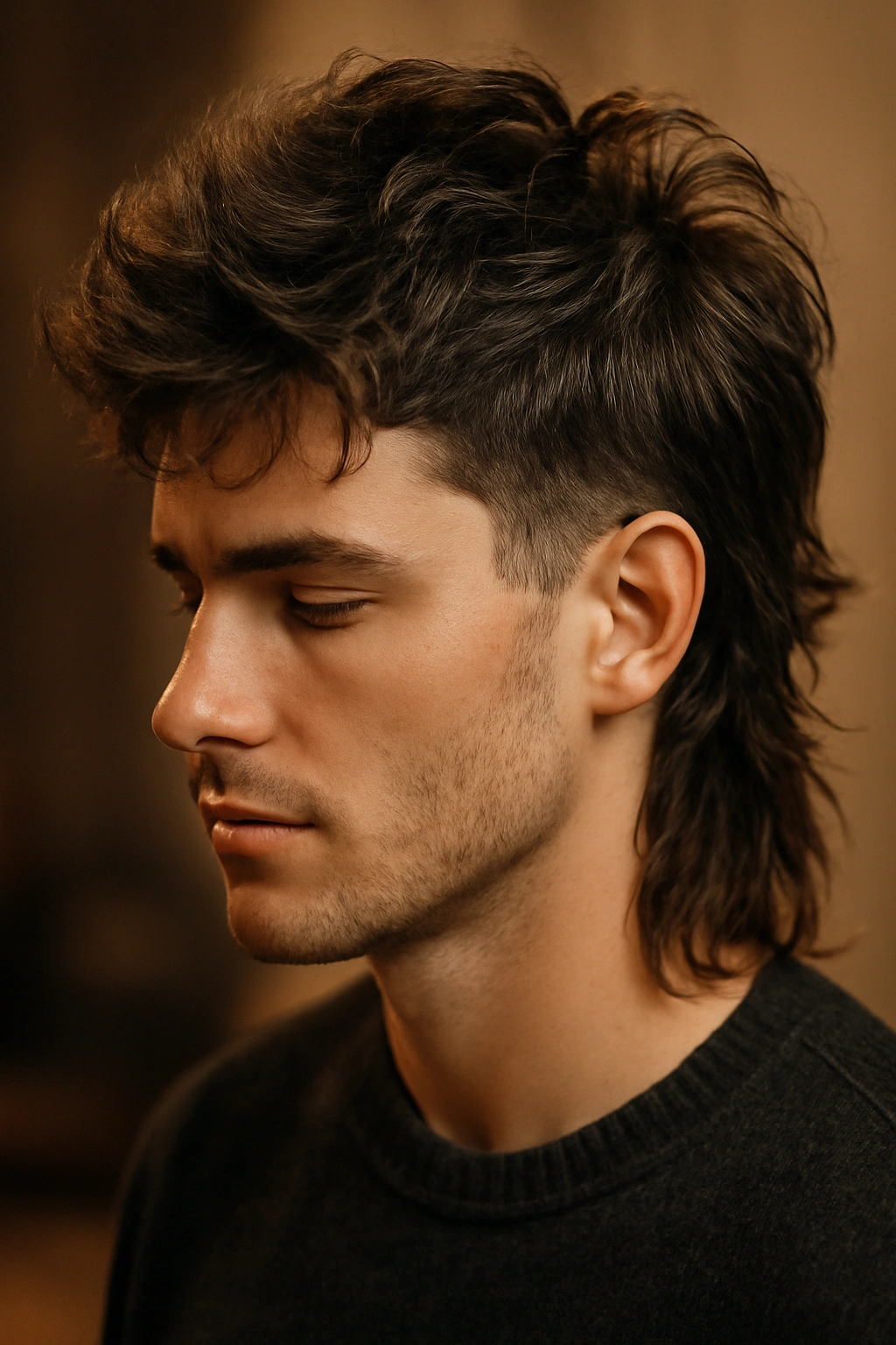 10 Short Mullet Cuts That Instantly Stand Out 4 Close-up of The Tousled Rocker Mullet with voluminous top and textured back