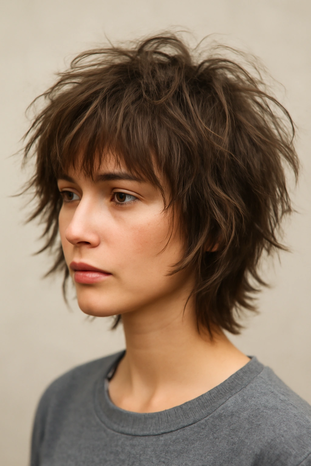 10 Quick Short Hairstyles for Busy Mornings 6 Full head shot of a tousled shag hairstyle with layered texture