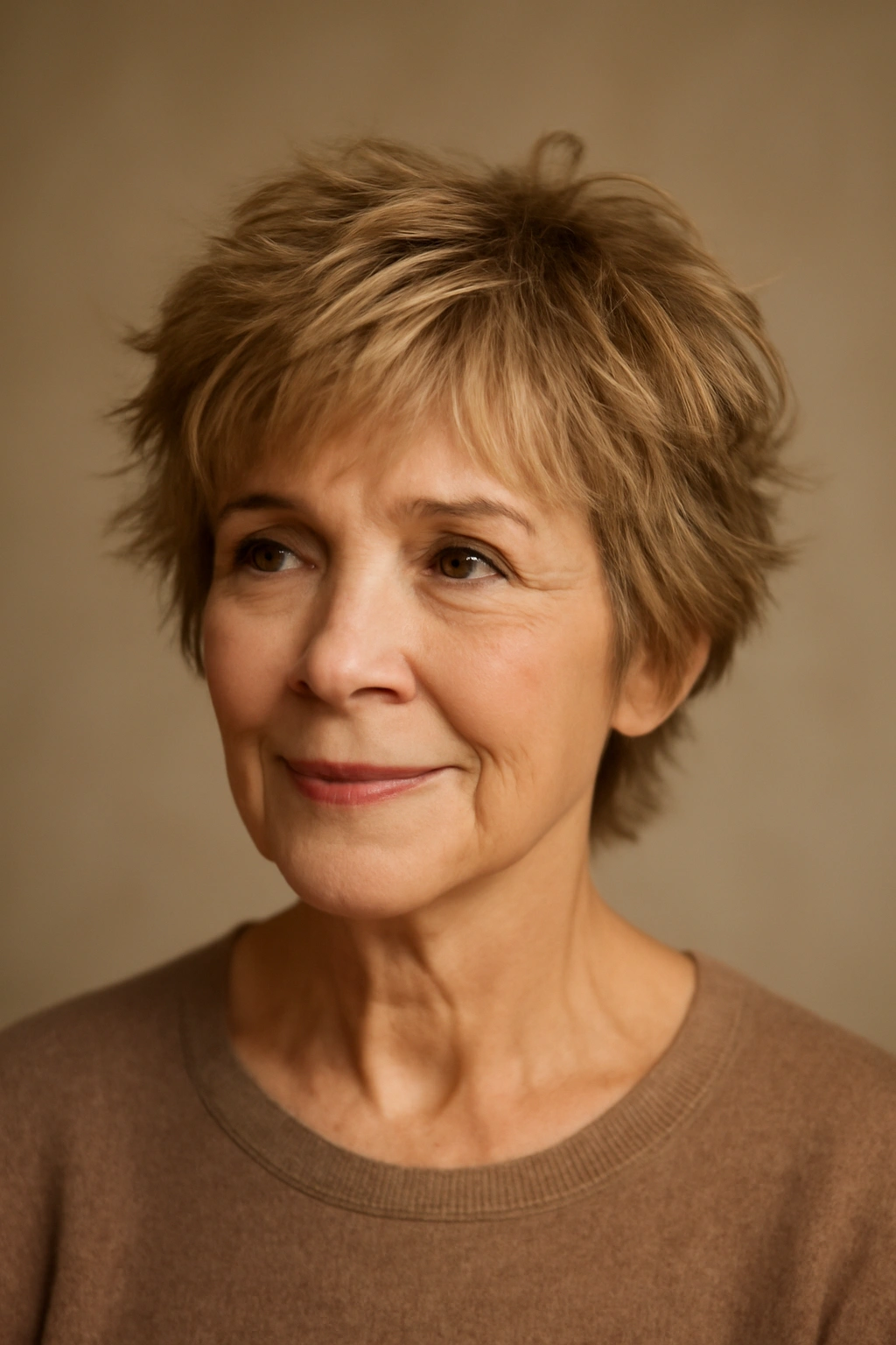 15 Youthful Hairstyles For Women Over 60 10 Mature woman with short tousled layers showing textured movement