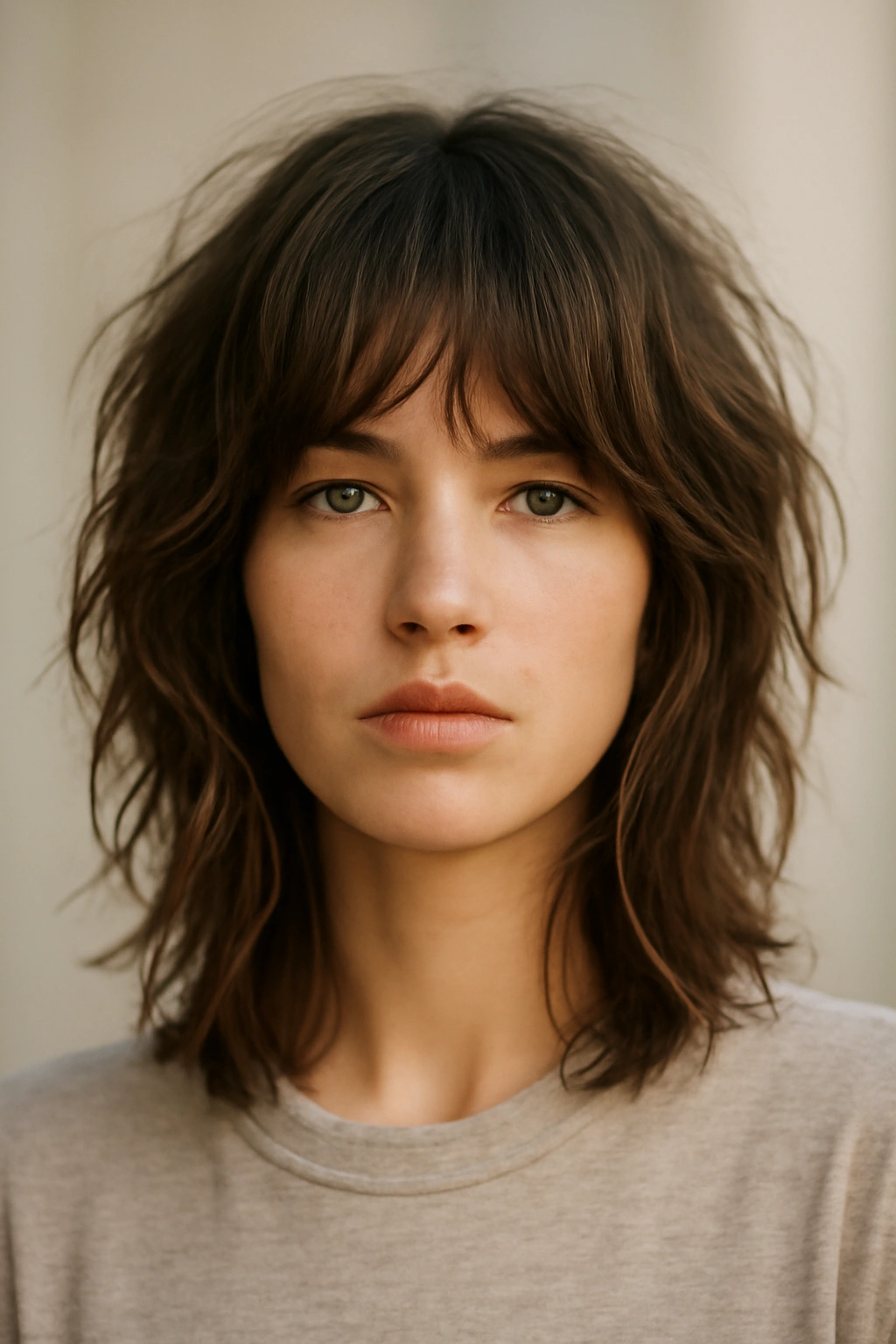 10 Messy Medium Shags You Can Air Dry Easily 10 Shoulder-length tousled shag with face-framing layers