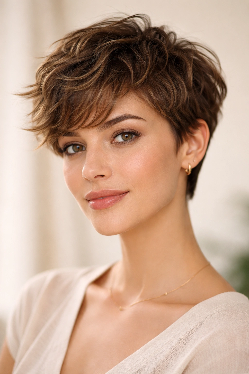 Short crop with built-in waves and textured styling