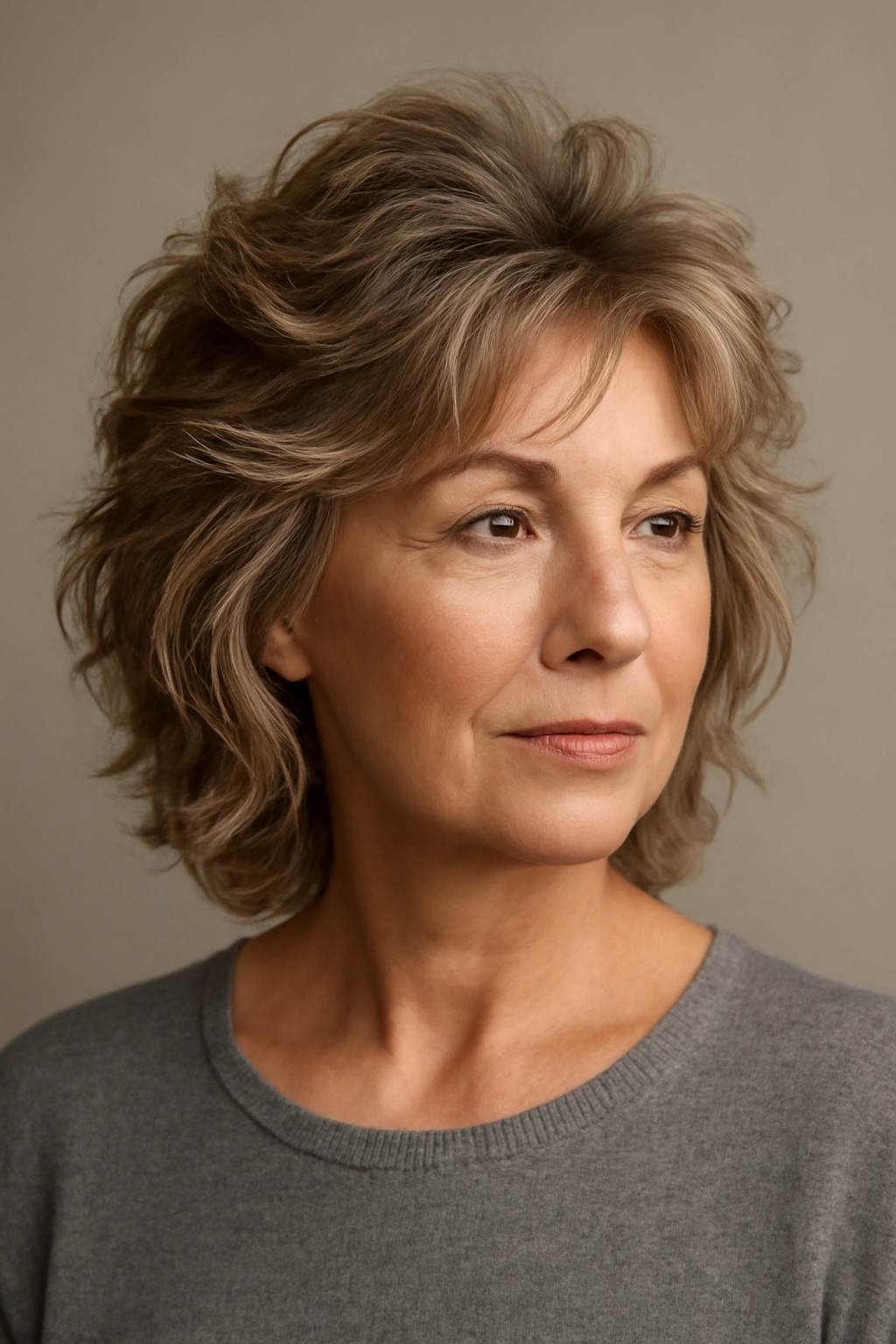 Tousled waves hairstyle with crown volume for fuller look