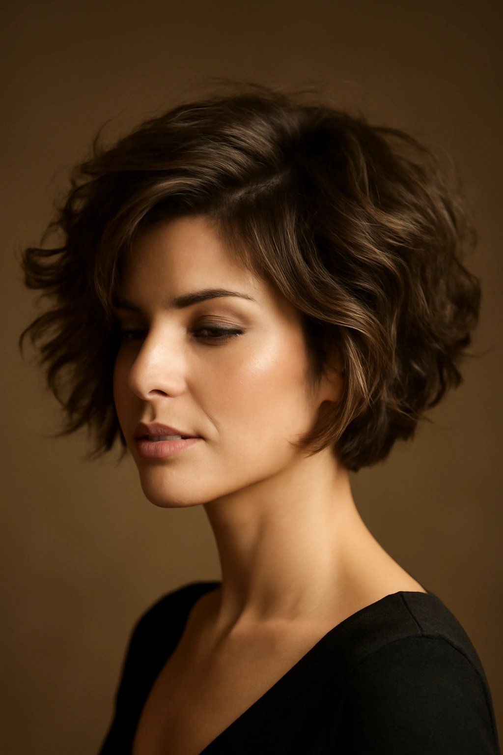 10 Gorgeous Night Out Hairstyles for Short Hair 3 Tousled waves with volume on short hair, showing movement