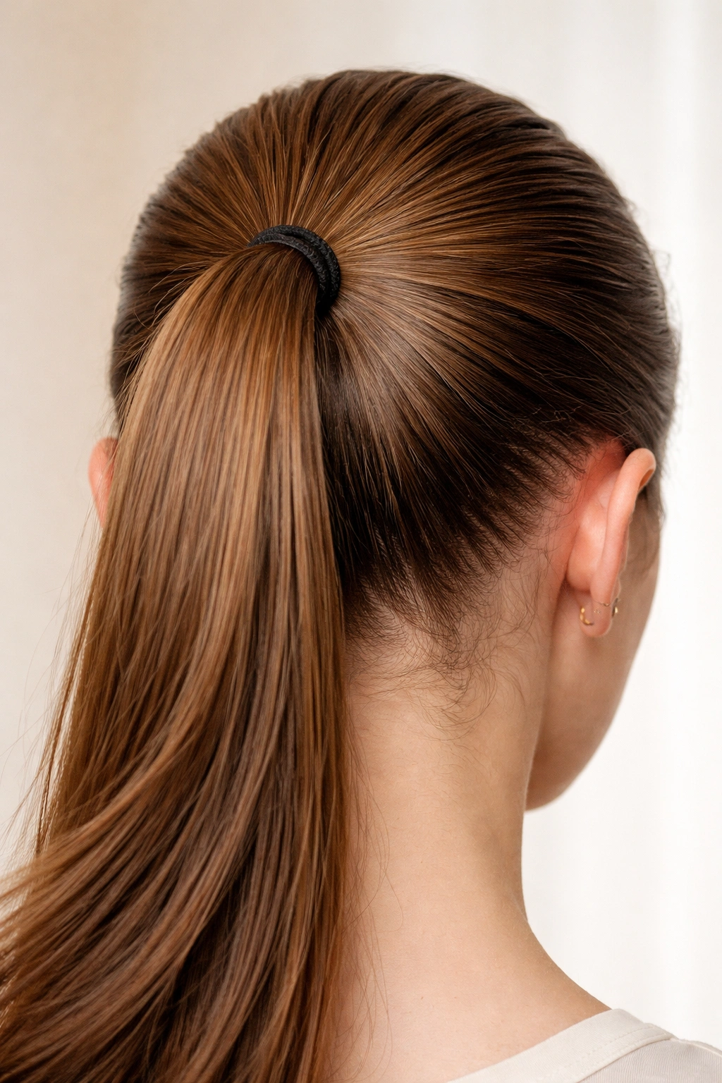 Back of head with a tight ponytail showing scalp tension