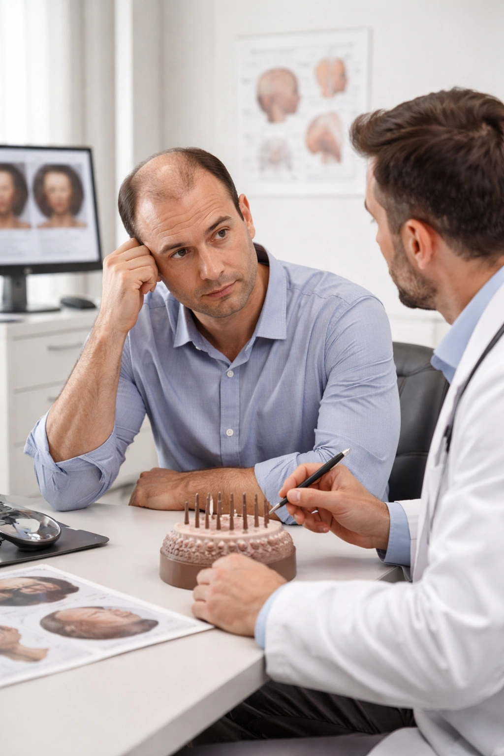 Patient consults with physician about transplant long-term viability