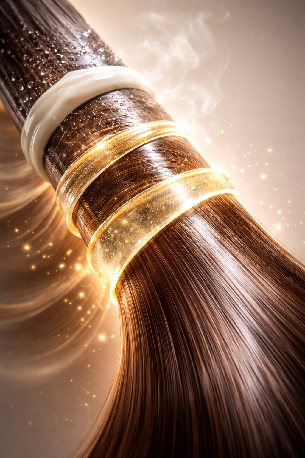 Hair strand with layered keratin coating