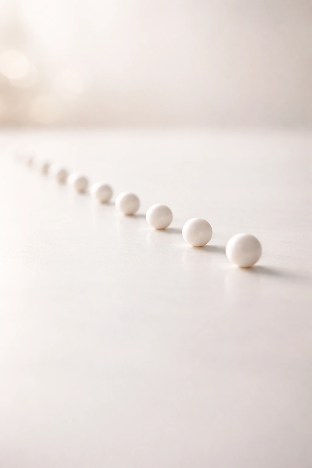 Abstract representation of treatment spacing with evenly spaced beads