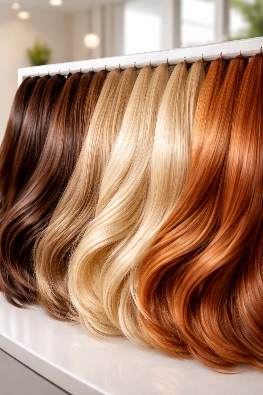 Color swatches representing trendy hair shades with seamless gradient