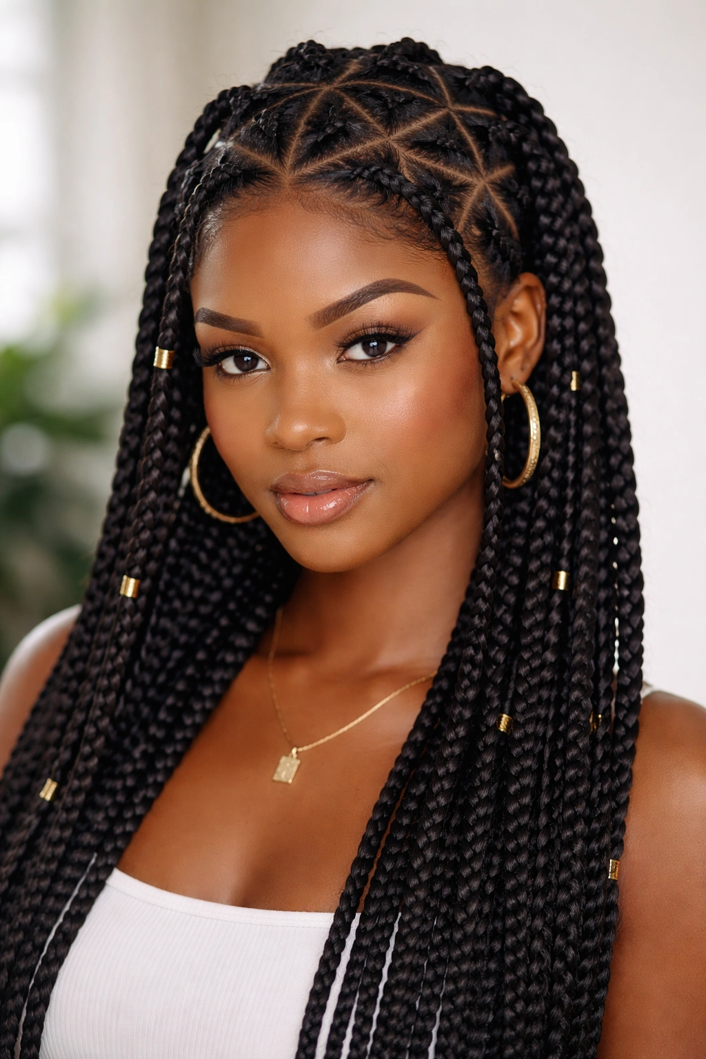 25 Natural Hairstyles Black Women Are Rocking Now 12 Triangle-part braids across scalp forming geometric triangles