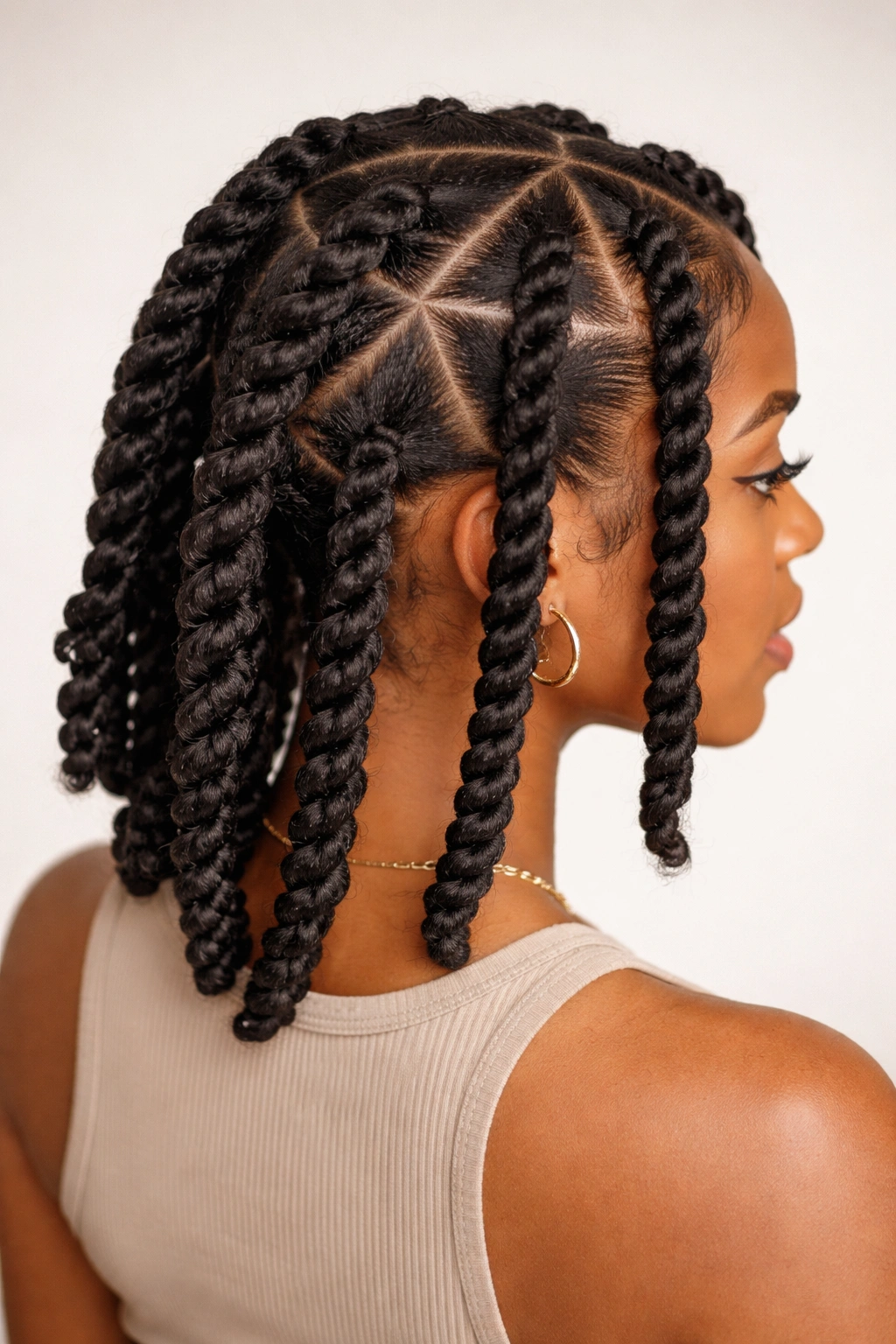 Large triangular partition twists across the scalp
