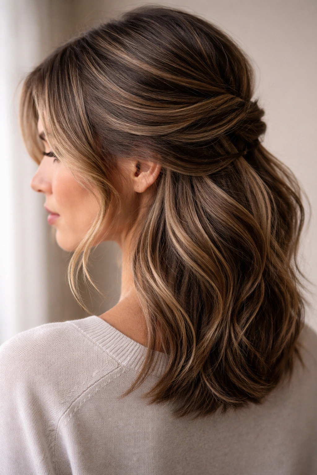 Head of hair showing tucked layers creating texture and dimension