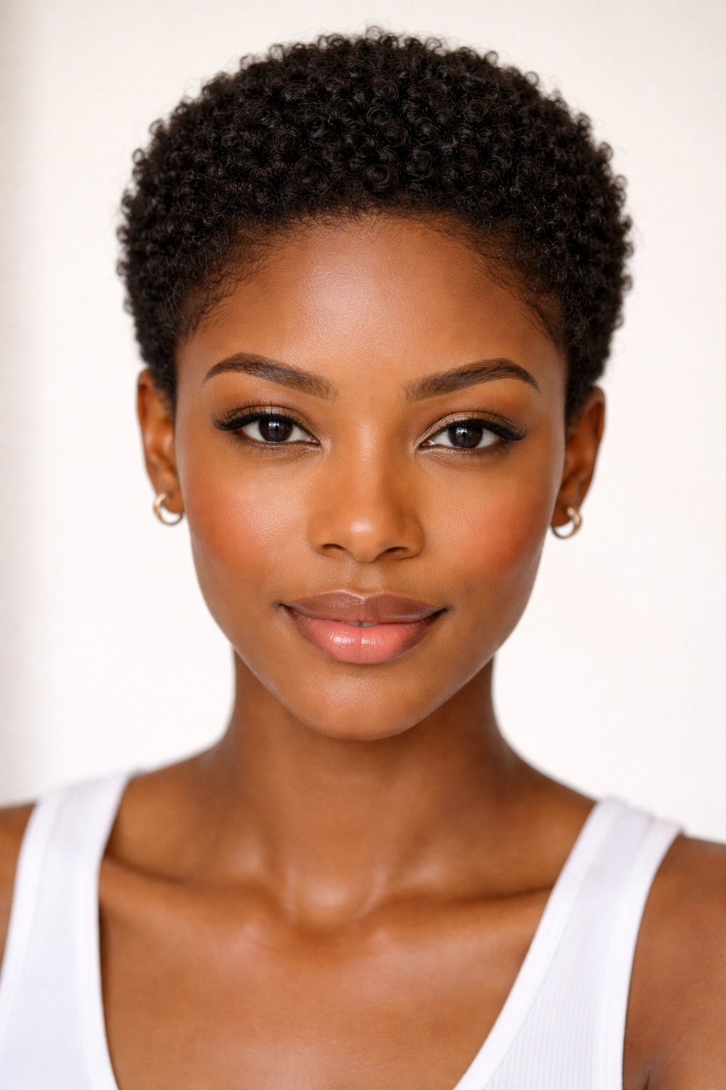 Close-up of a tiny afro (1–1.5 inches) with tight coils and even volume.