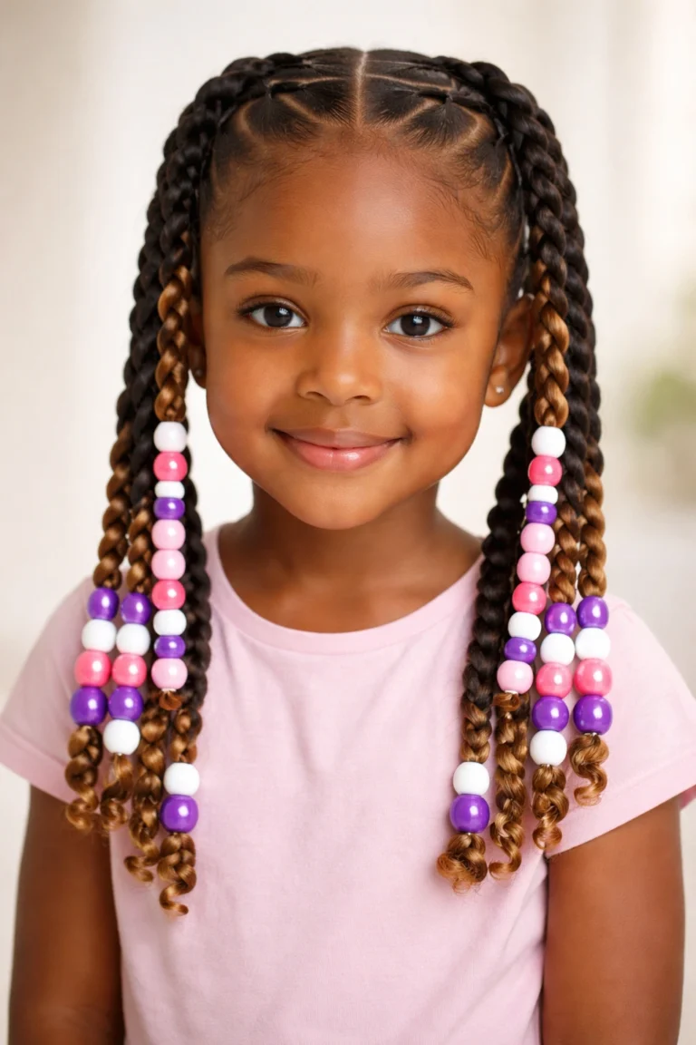 10 Simple Beaded Braid Styles for Little Girls