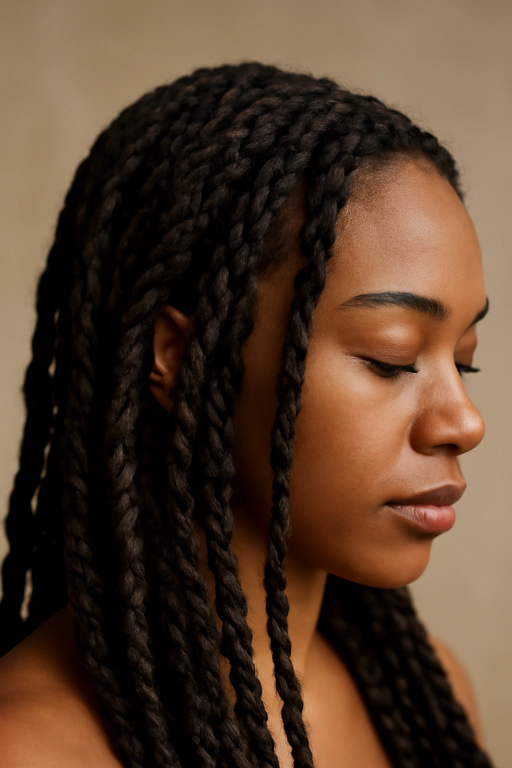 12 Protective Braids for Natural Hair to Bookmark 5 Close-up of twist braids showing organic texture