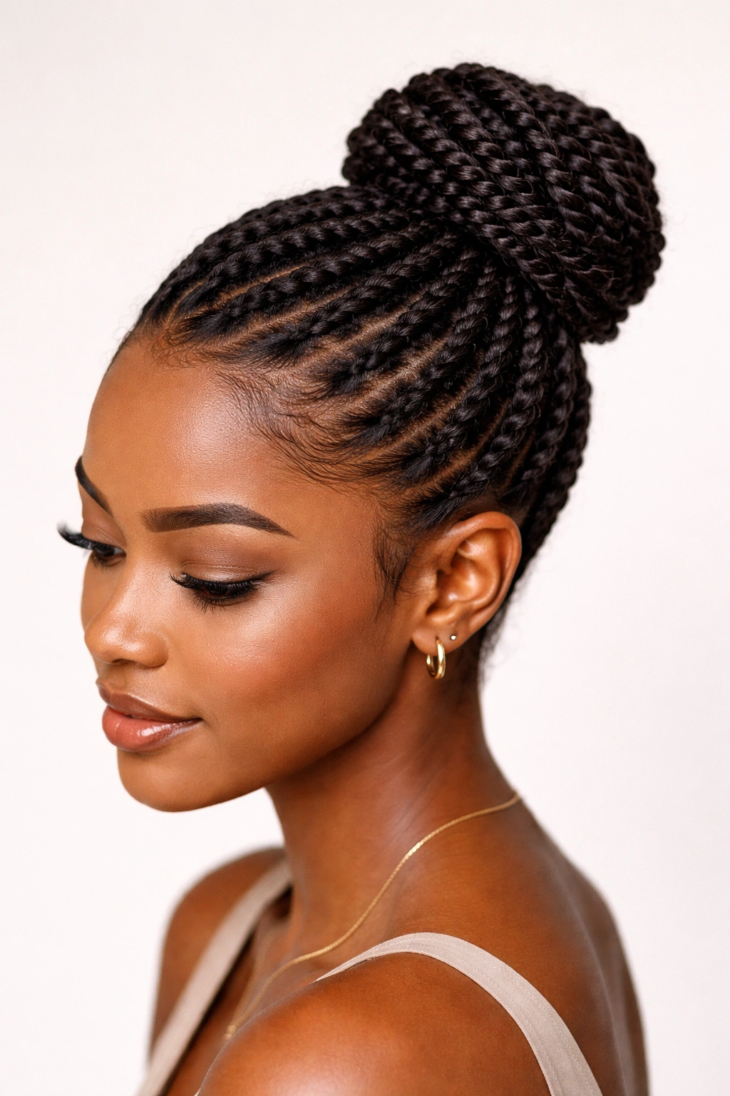 Twist bun created from two-strand twists on short natural hair