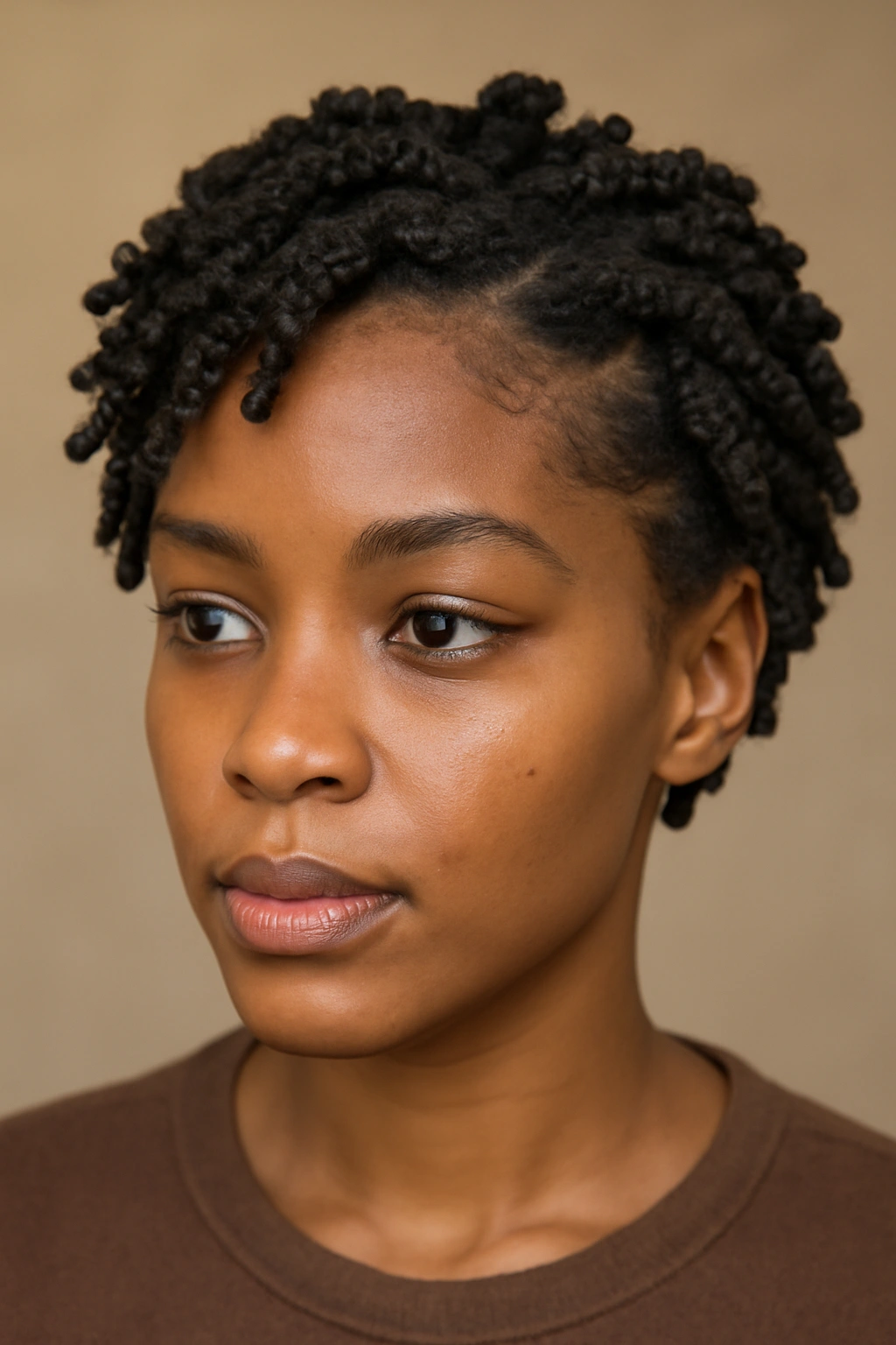12 Short 4C Hairstyles That Look Effortlessly Good 3 Close-up of short 4C hair with a two-strand twist-out and shaped edges