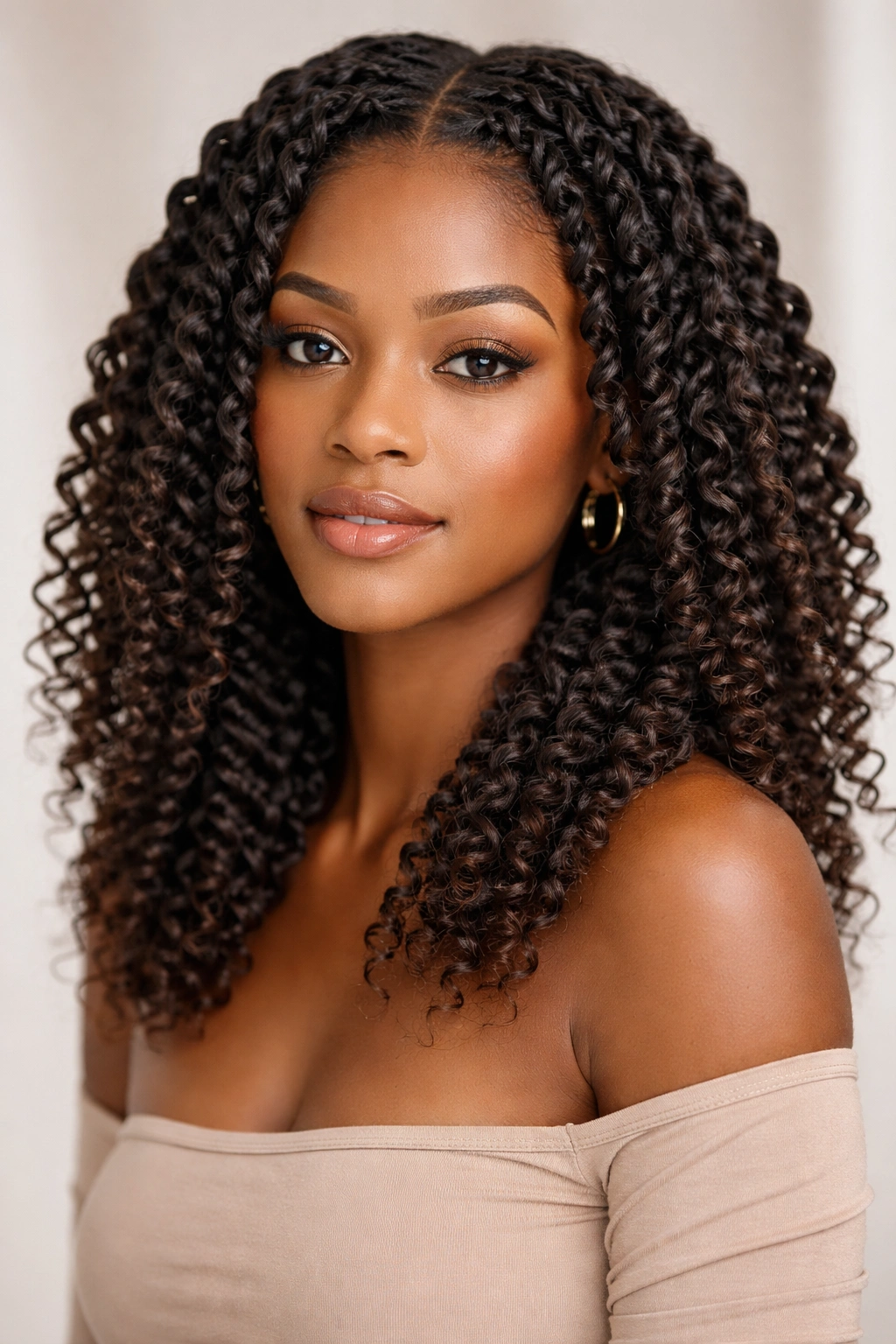 Defined twist-out texture on natural hair after twist-out braids